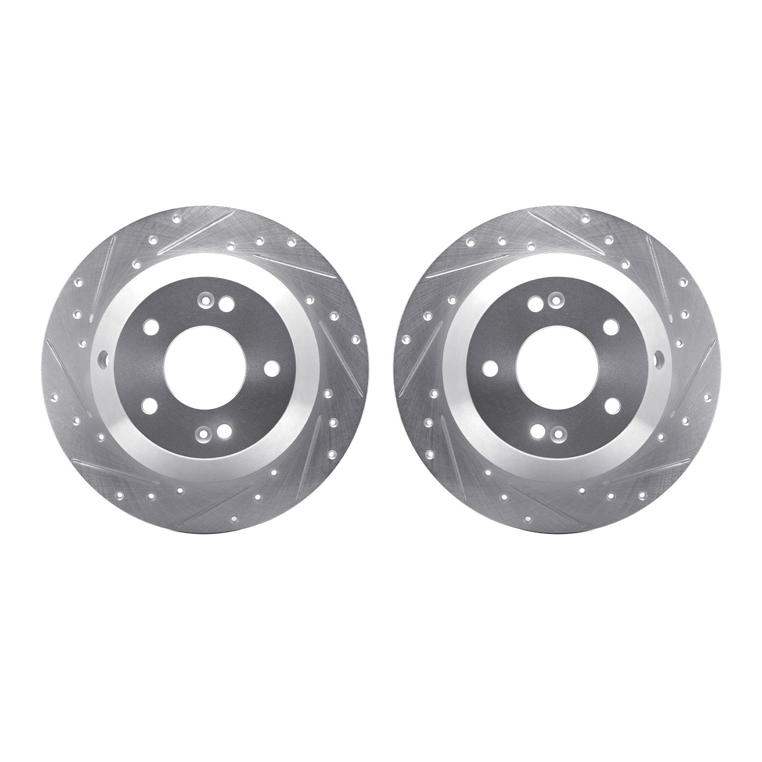 7002-21042 Drilled/Slotted Brake Rotors [Silver], 2015-2020 Kia/Hyundai/Genesis, Position: Rear