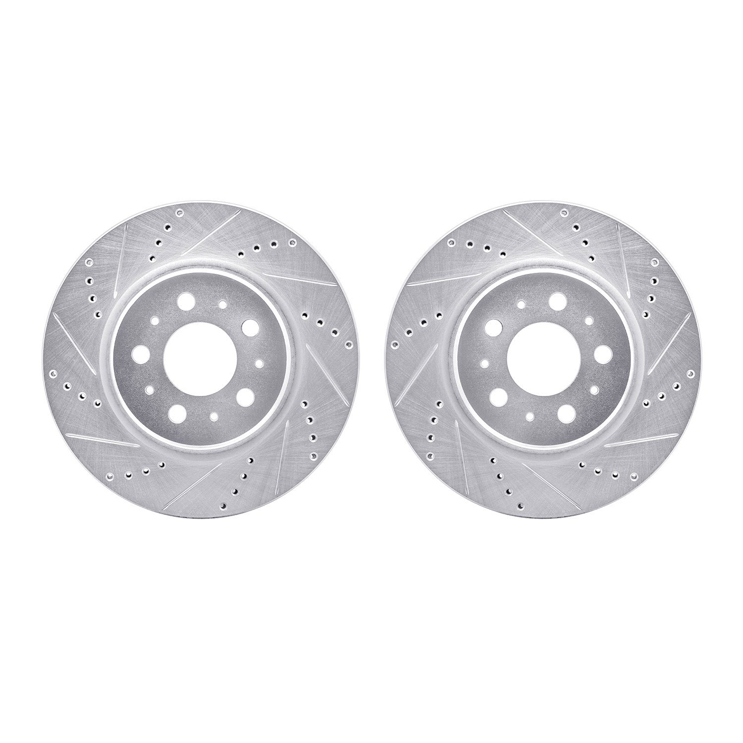 7002-26001 Drilled/Slotted Brake Rotors [Silver], Fits Select Tesla, Position: Front