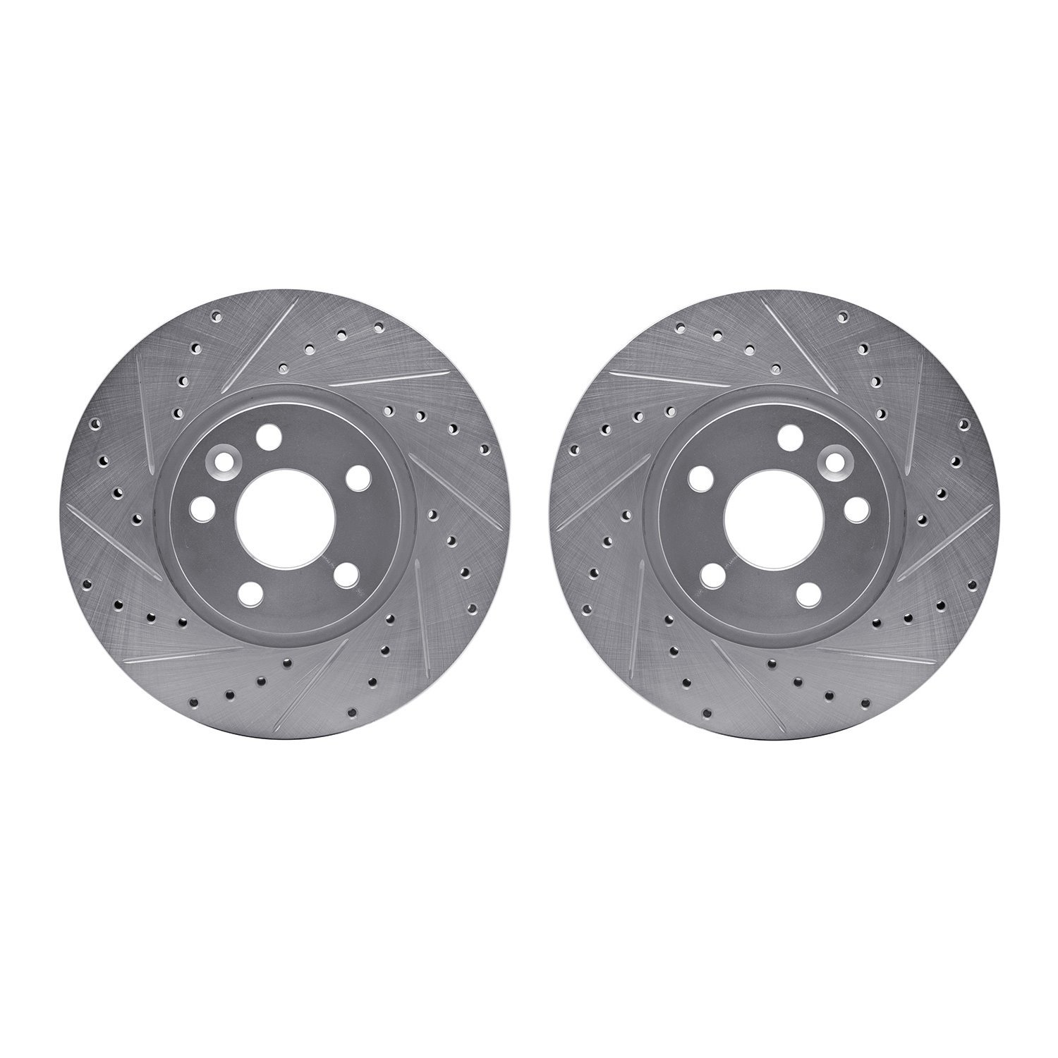 7002-27001 Drilled/Slotted Brake Rotors [Silver], 2007-2018 Multiple Makes/Models, Position: Front