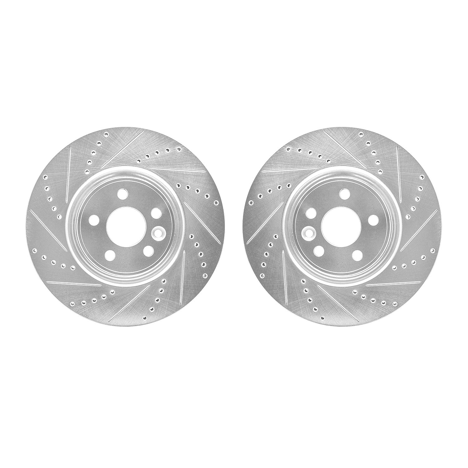 7002-27023 Drilled/Slotted Brake Rotors [Silver], 2007-2016 Volvo, Position: Front