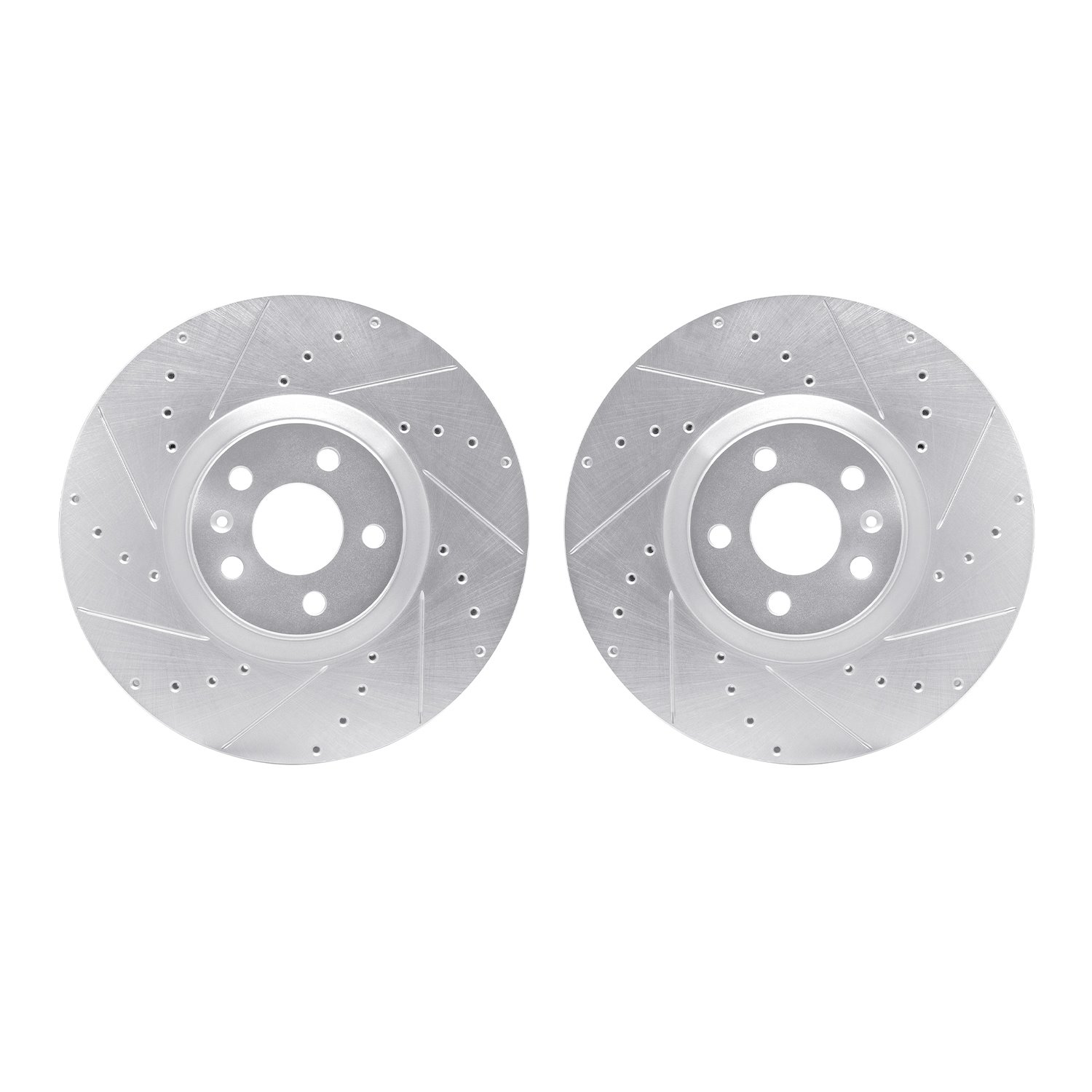 7002-27025 Drilled/Slotted Brake Rotors [Silver], Fits Select Multiple Makes/Models, Position: Front