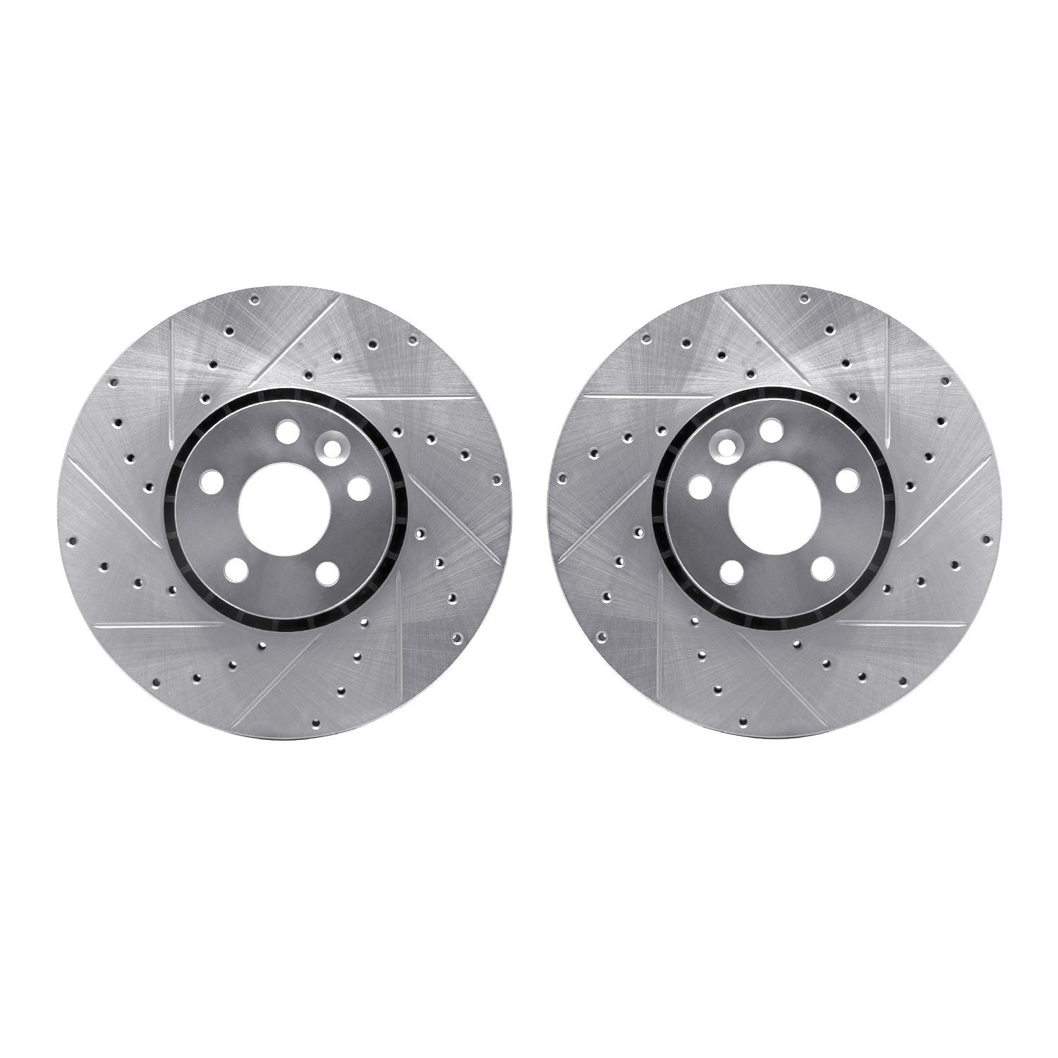 7002-27026 Drilled/Slotted Brake Rotors [Silver], 2010-2016 Volvo, Position: Front