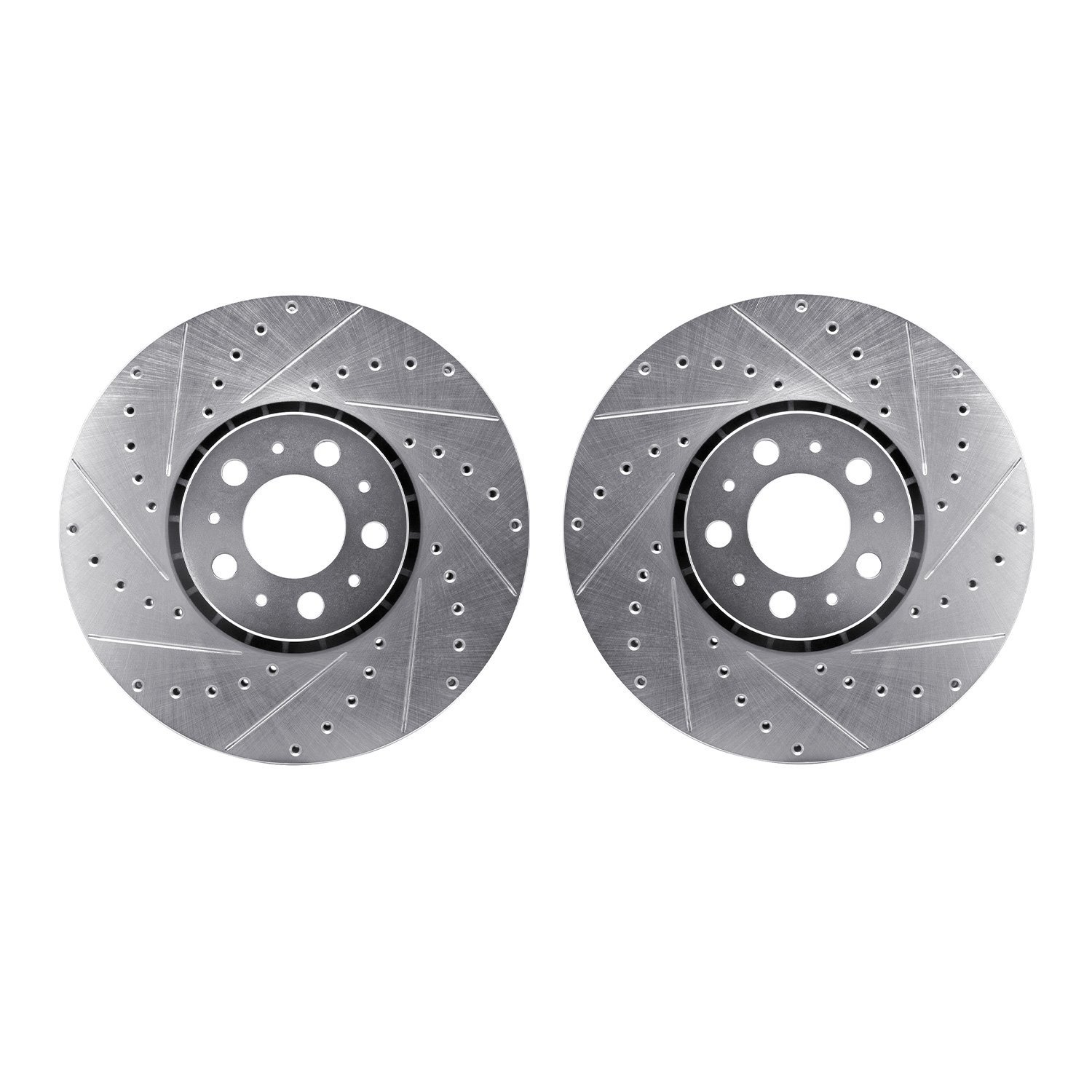 7002-27028 Drilled/Slotted Brake Rotors [Silver], 2003-2014 Volvo, Position: Front
