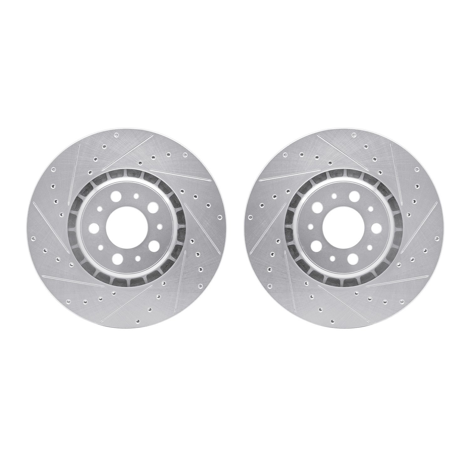 7002-27029 Drilled/Slotted Brake Rotors [Silver], 2003-2009 Volvo, Position: Front