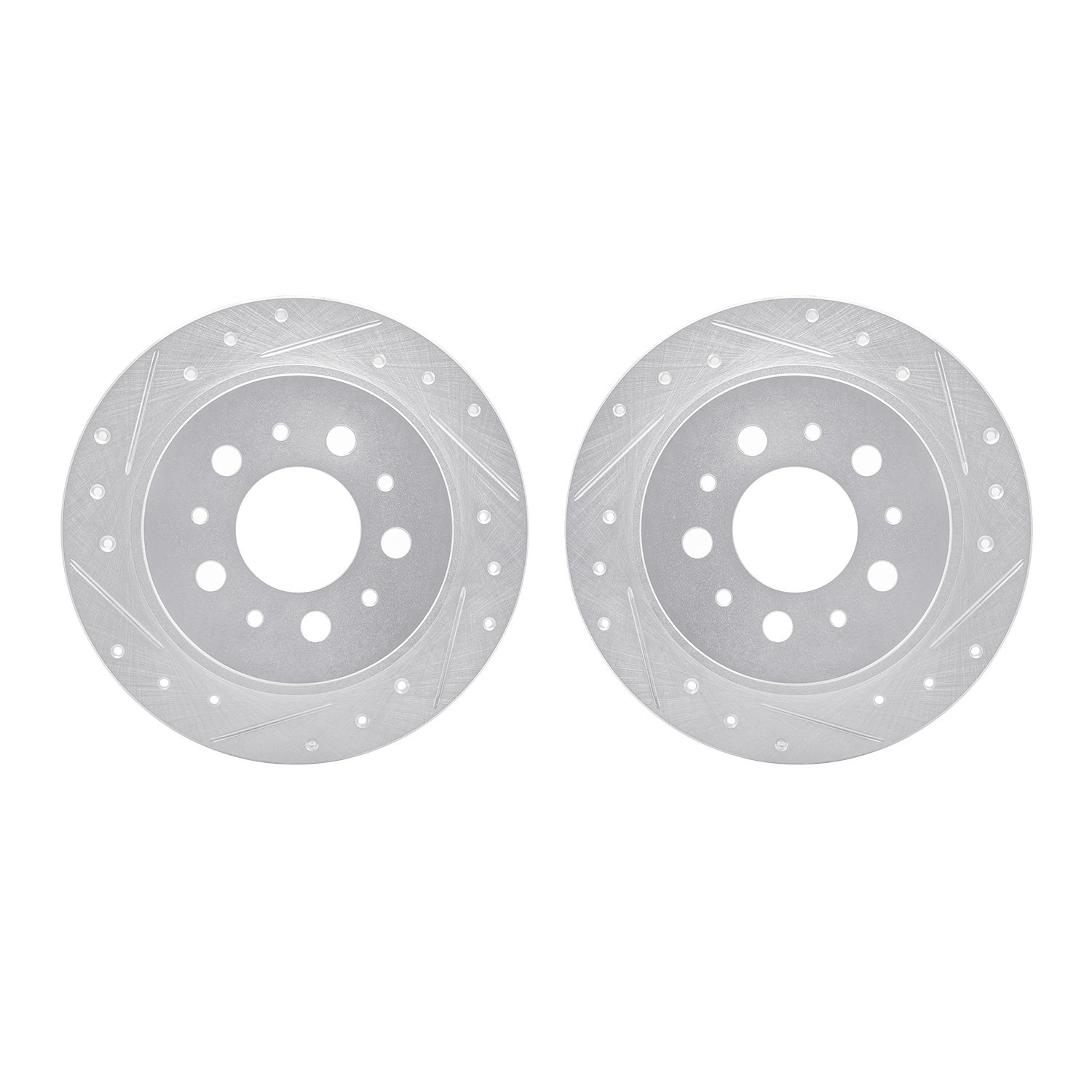 7002-27037 Drilled/Slotted Brake Rotors [Silver], 1995-1997 Volvo, Position: Rear
