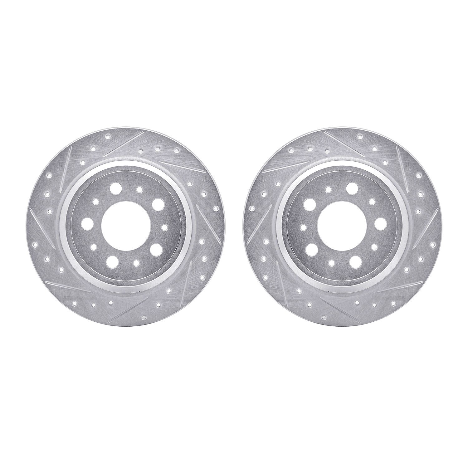 7002-27039 Drilled/Slotted Brake Rotors [Silver], 1999-2009 Volvo, Position: Rear