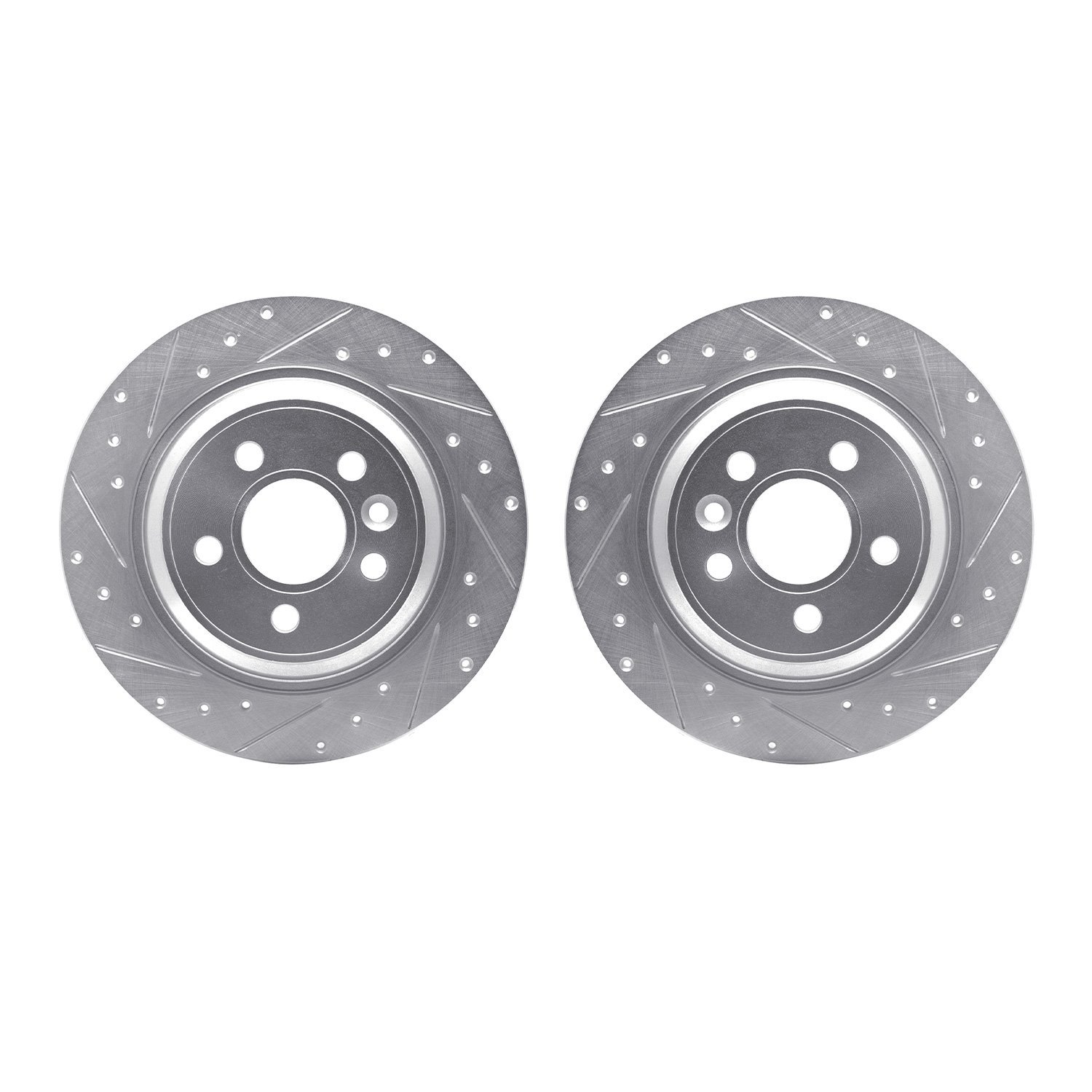 7002-27042 Drilled/Slotted Brake Rotors [Silver], 2007-2018 Volvo, Position: Rear