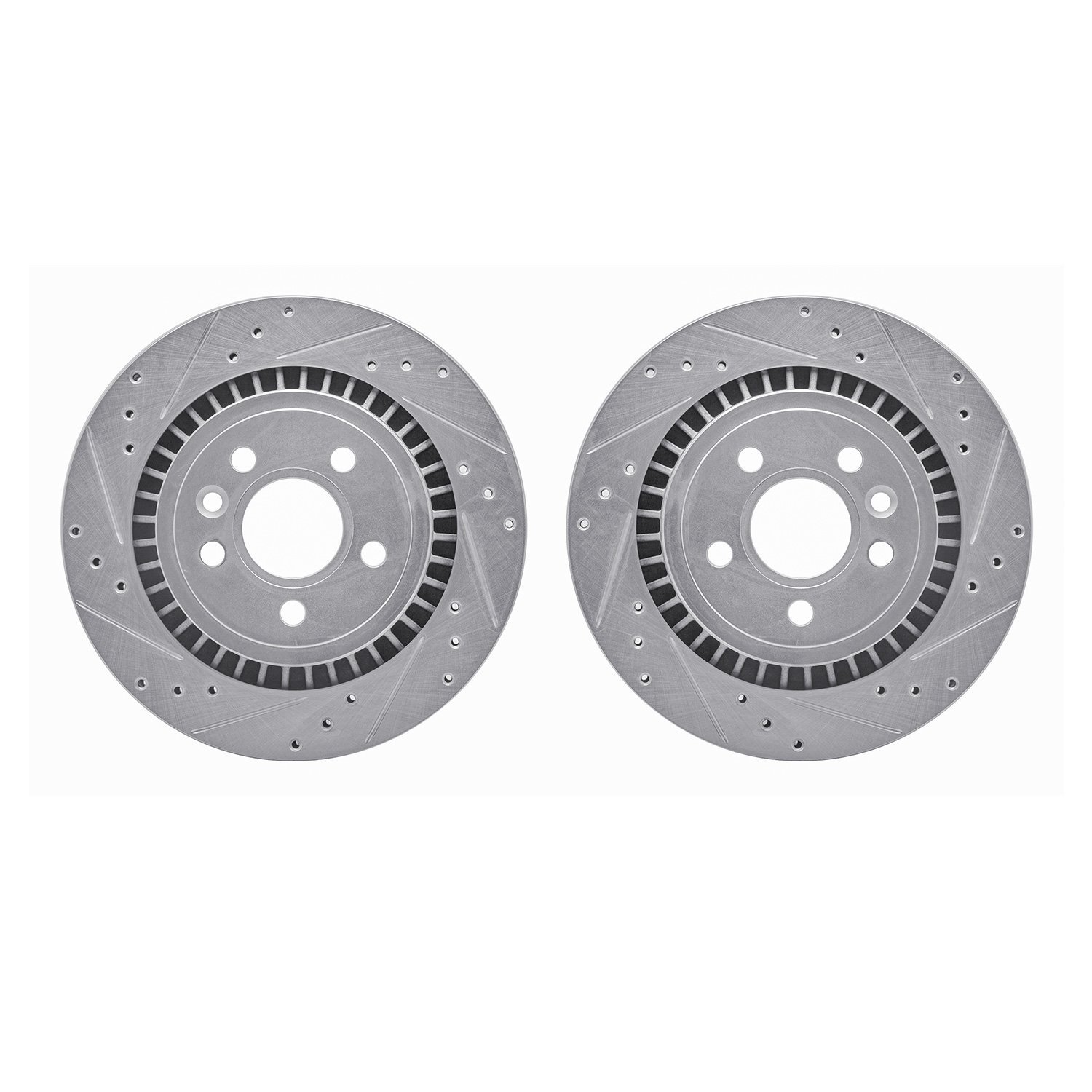 7002-27043 Drilled/Slotted Brake Rotors [Silver], 2008-2018 Volvo, Position: Rear