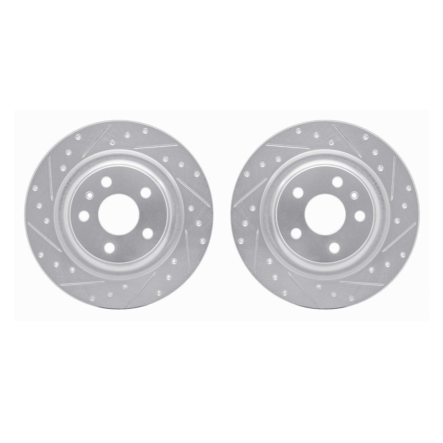 7002-27044 Drilled/Slotted Brake Rotors [Silver], Fits Select Volvo, Position: Rear
