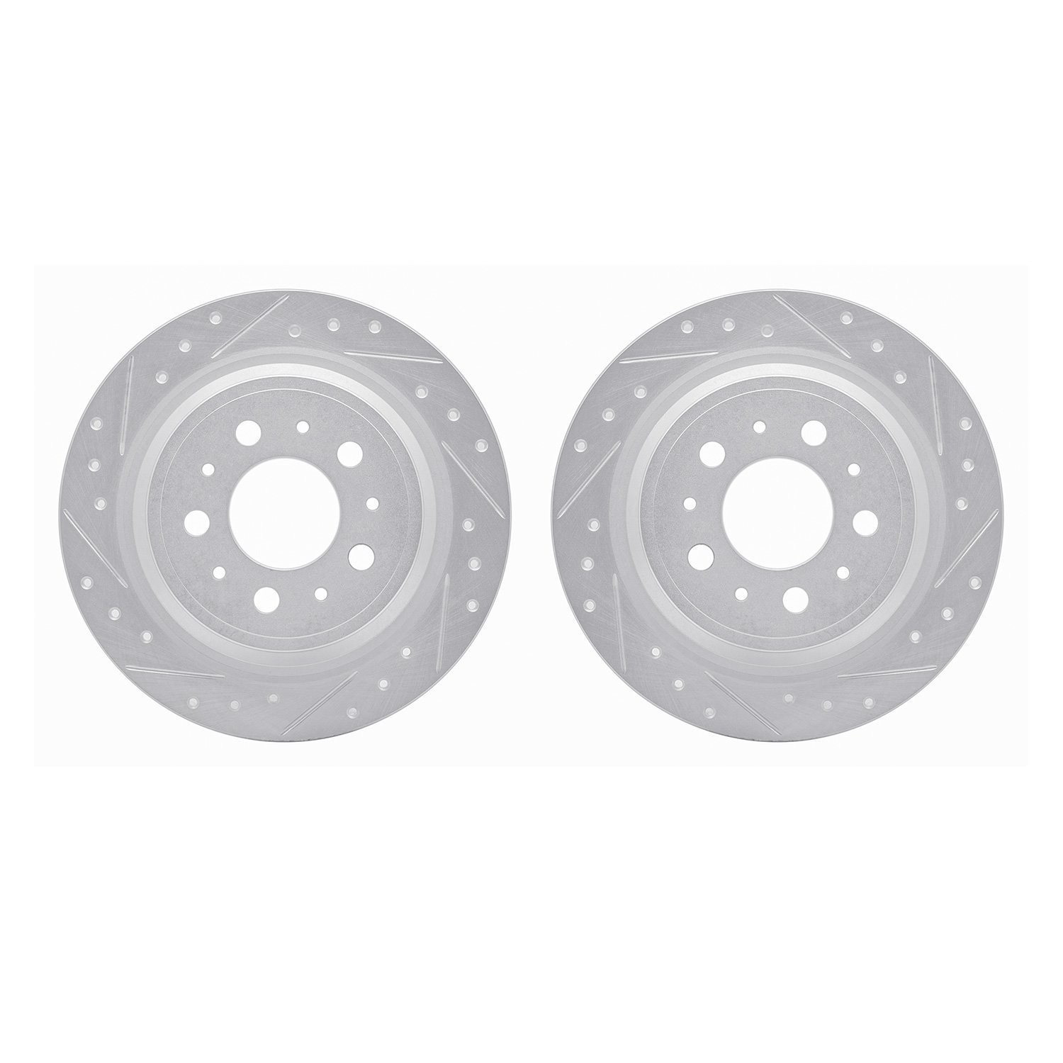 7002-27047 Drilled/Slotted Brake Rotors [Silver], 1998-2000 Volvo, Position: Rear