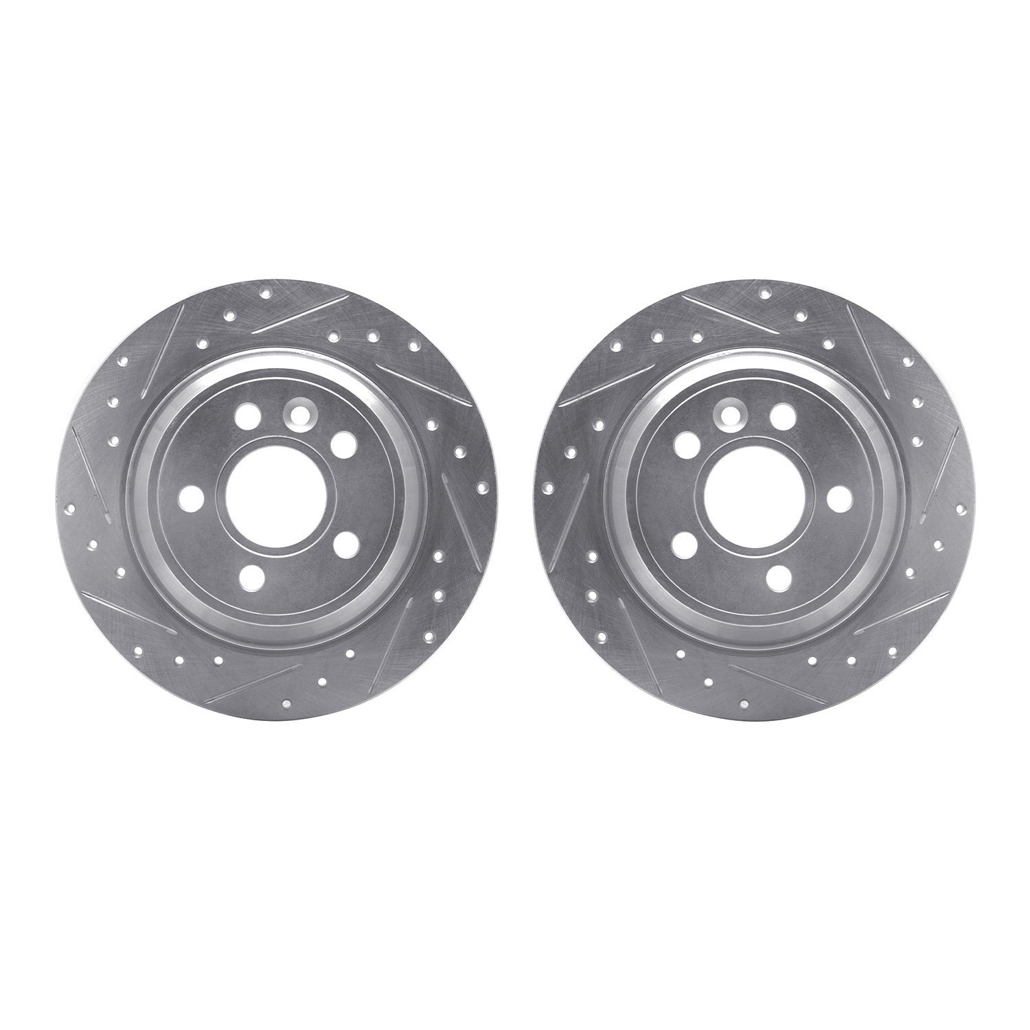 7002-27048 Drilled/Slotted Brake Rotors [Silver], 2007-2010 Volvo, Position: Rear