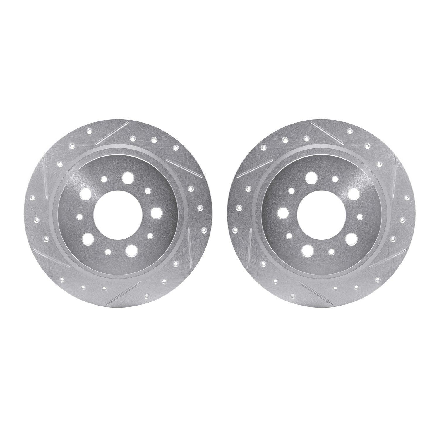7002-27049 Drilled/Slotted Brake Rotors [Silver], 1997-1998 Volvo, Position: Rear