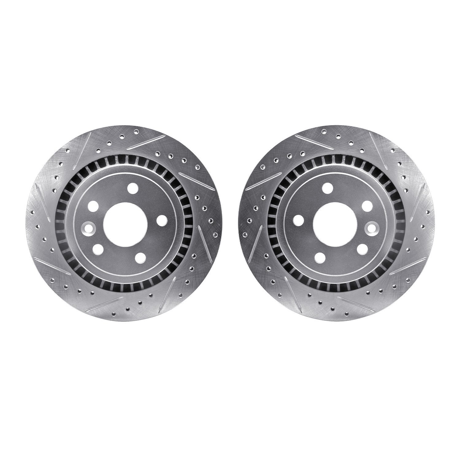 7002-27052 Drilled/Slotted Brake Rotors [Silver], 2010-2017 Volvo, Position: Rear
