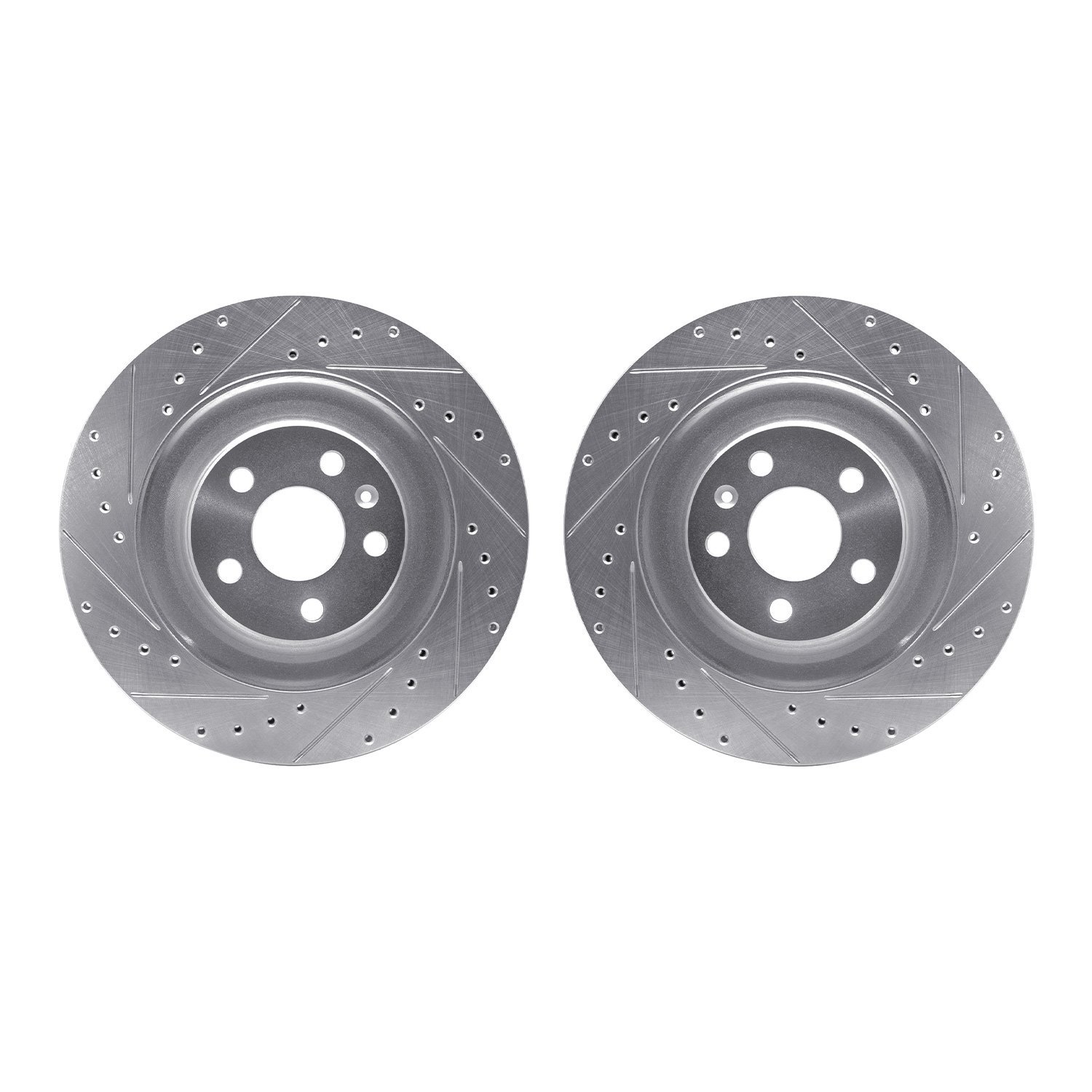 7002-27054 Drilled/Slotted Brake Rotors [Silver], Fits Select Multiple Makes/Models, Position: Rear