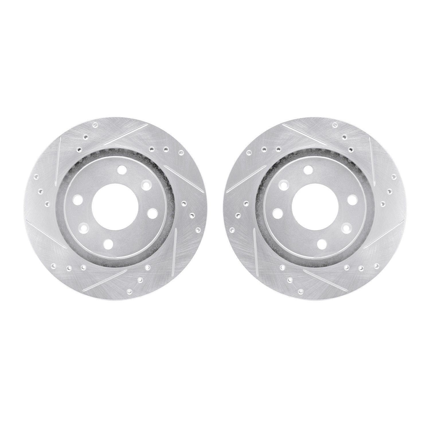 7002-28001 Drilled/Slotted Brake Rotors [Silver], 1989-1991 Peugeot, Position: Front
