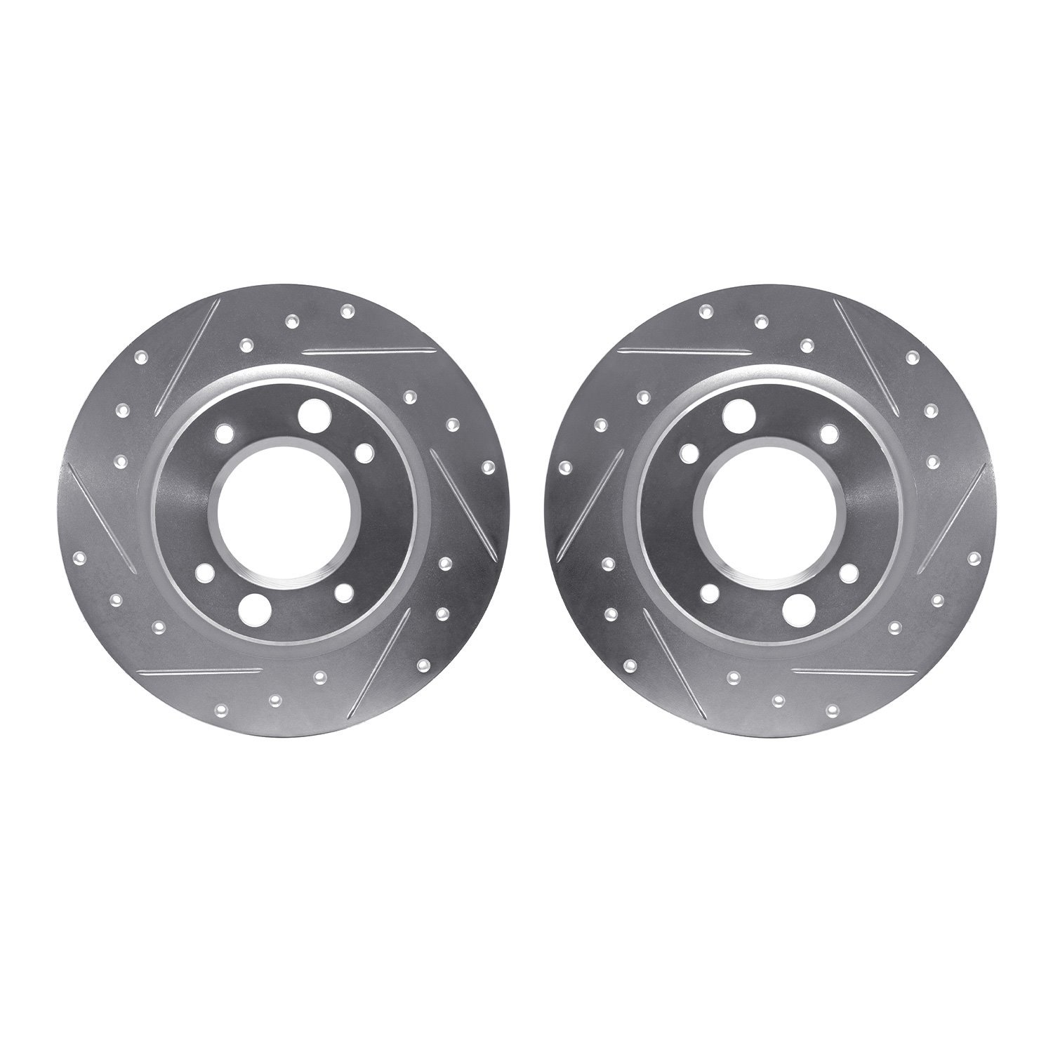 7002-28005 Drilled/Slotted Brake Rotors [Silver], 1971-1989 Peugeot, Position: Rear