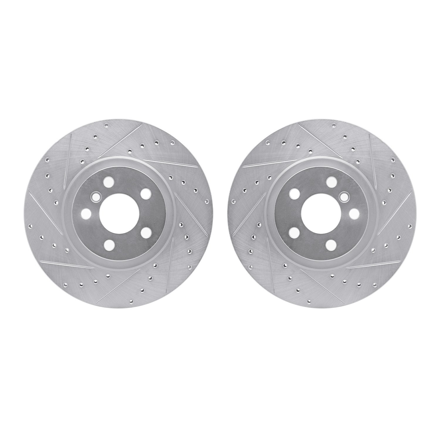 7002-31007 Drilled/Slotted Brake Rotors [Silver], Fits Select Multiple Makes/Models, Position: Front