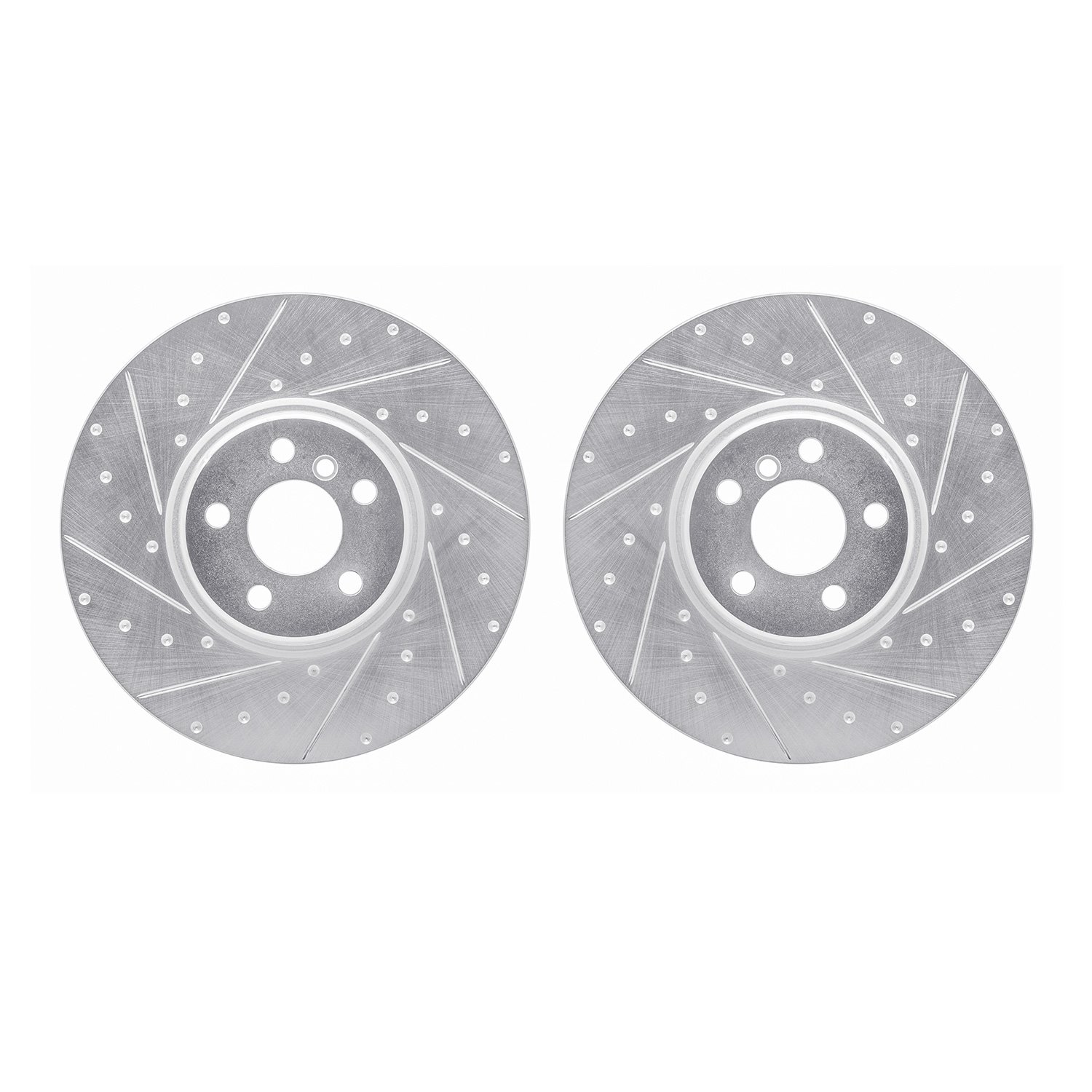 7002-31021 Drilled/Slotted Brake Rotors [Silver], Fits Select Multiple Makes/Models, Position: Front
