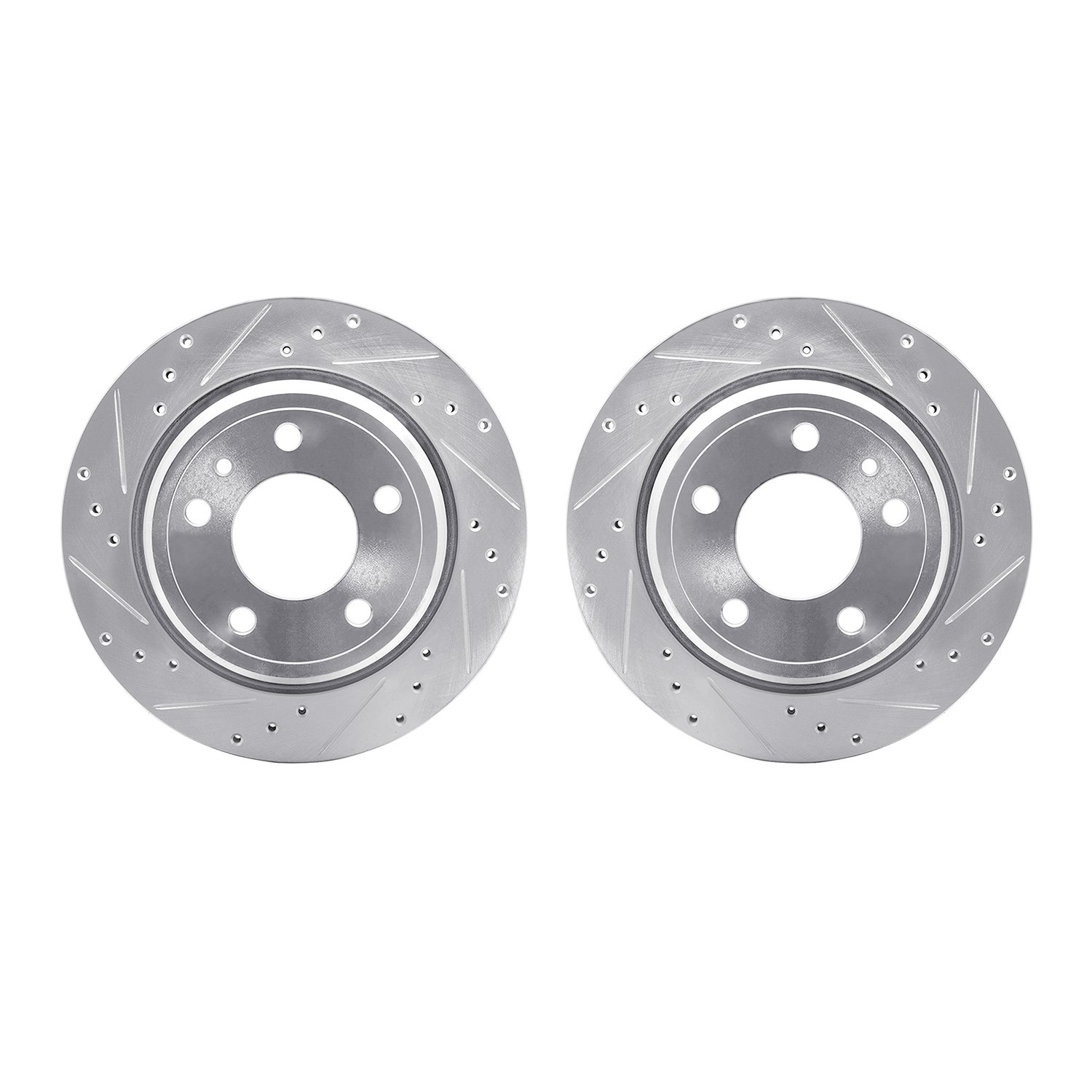 7002-31105 Drilled/Slotted Brake Rotors [Silver], 1988-1994 BMW, Position: Rear
