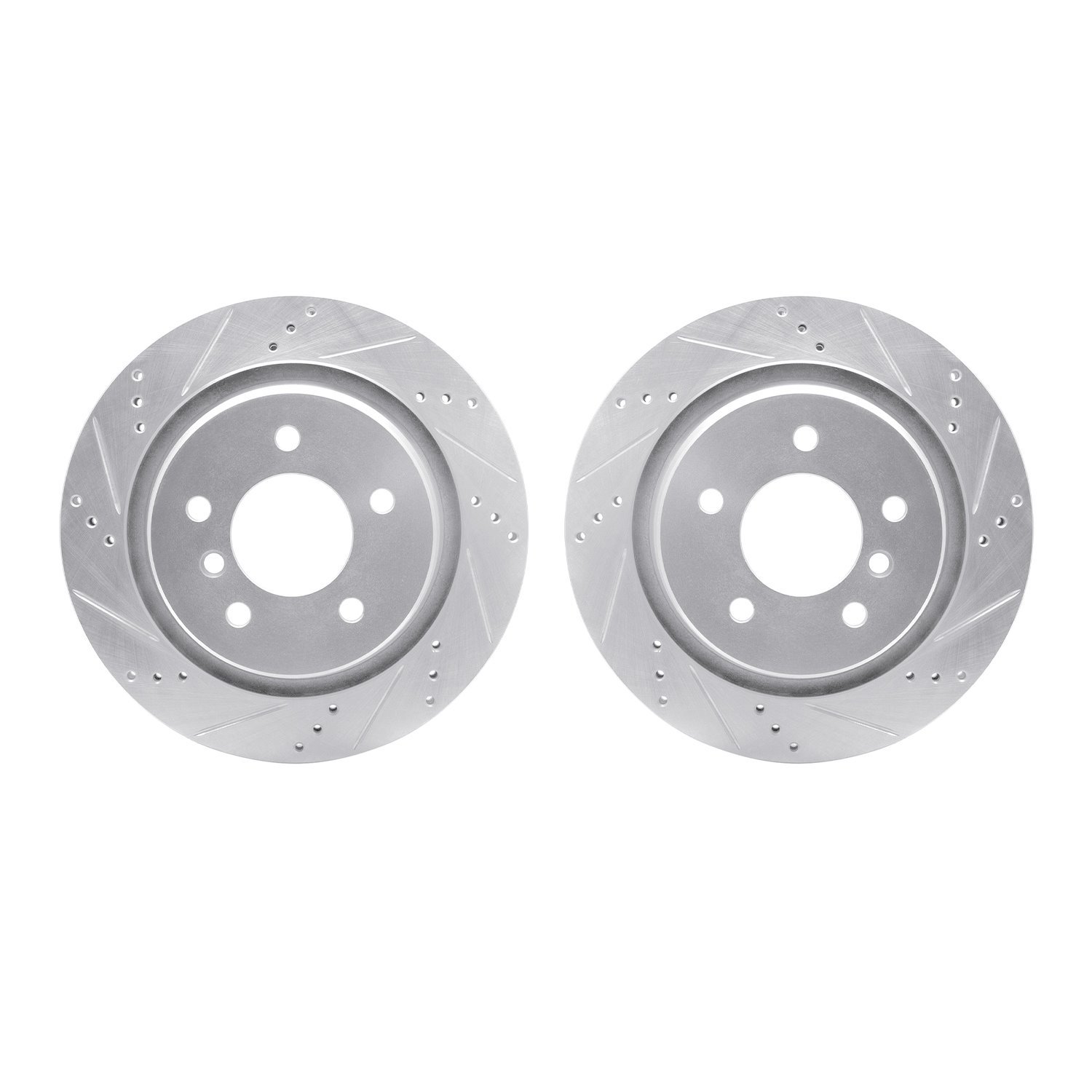 7002-31112 Drilled/Slotted Brake Rotors [Silver], 1995-2002 BMW, Position: Rear