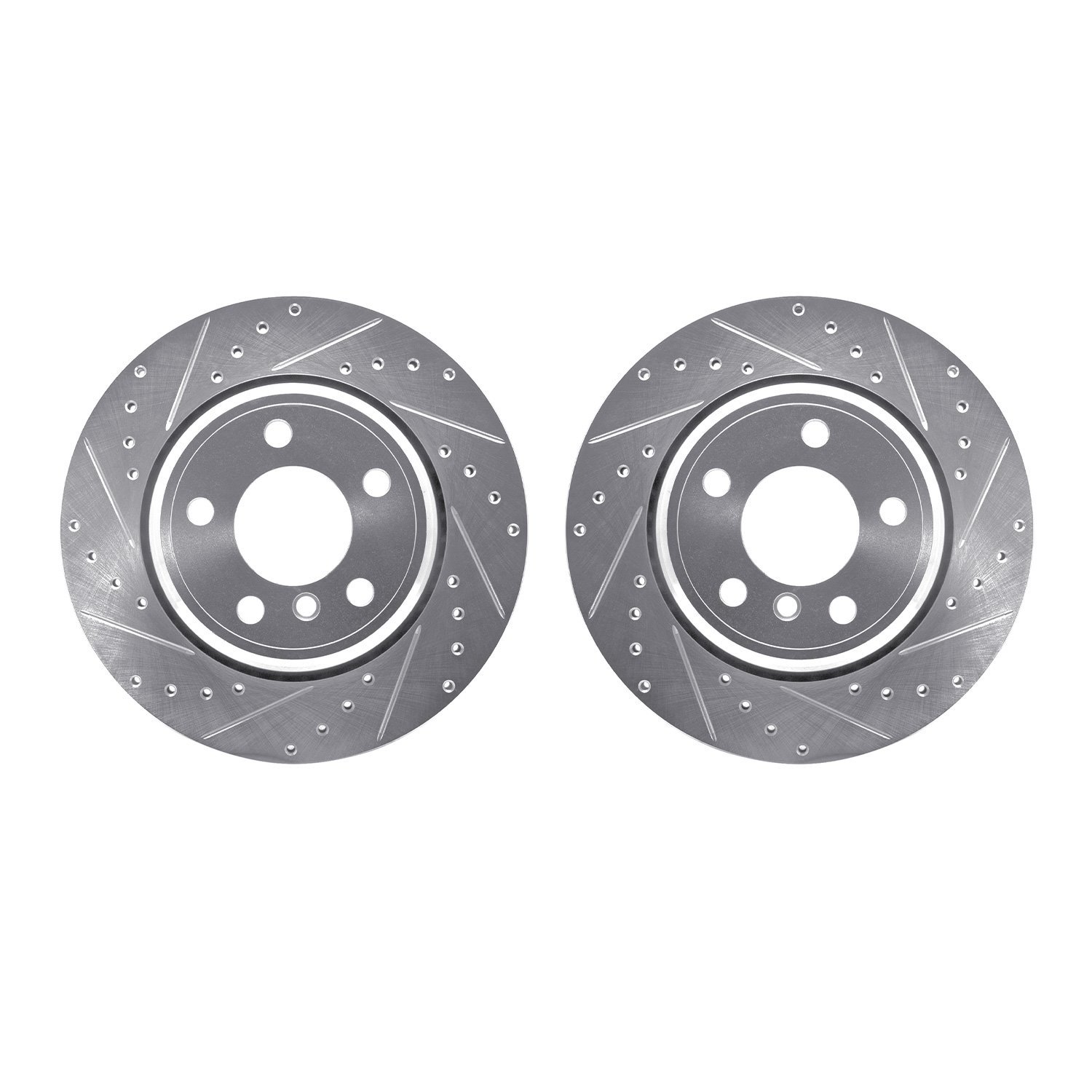 7002-31119 Drilled/Slotted Brake Rotors [Silver], 2002-2006 BMW, Position: Rear