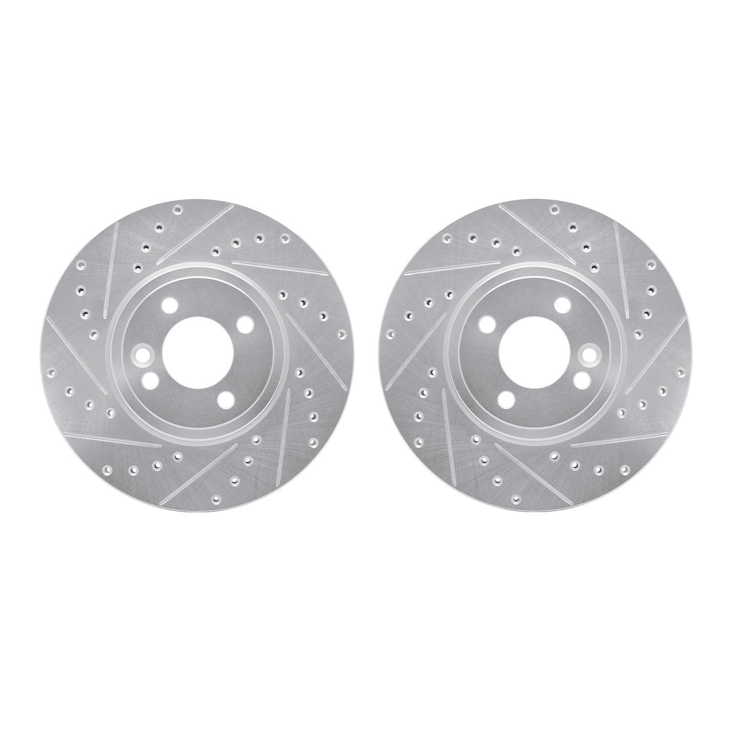 7002-32001 Drilled/Slotted Brake Rotors [Silver], 2002-2006 Mini, Position: Front