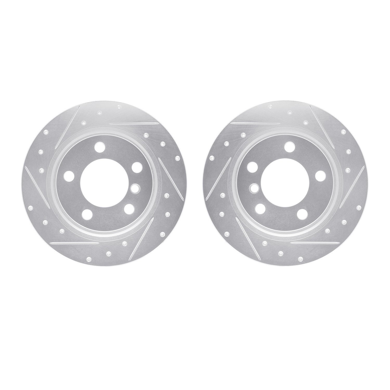 7002-32010 Drilled/Slotted Brake Rotors [Silver], Fits Select Mini, Position: Front