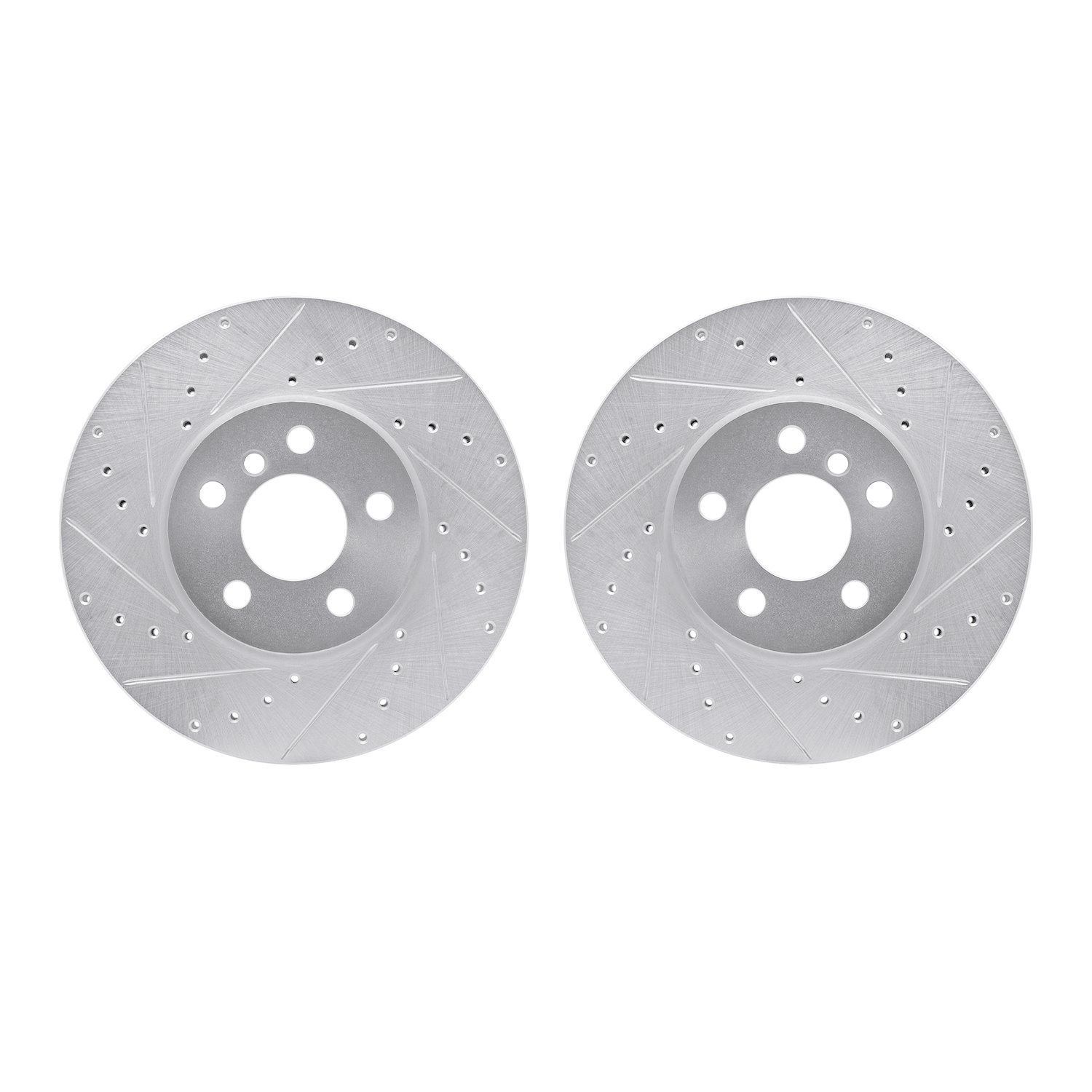 7002-32011 Drilled/Slotted Brake Rotors [Silver], Fits Select Mini, Position: Front