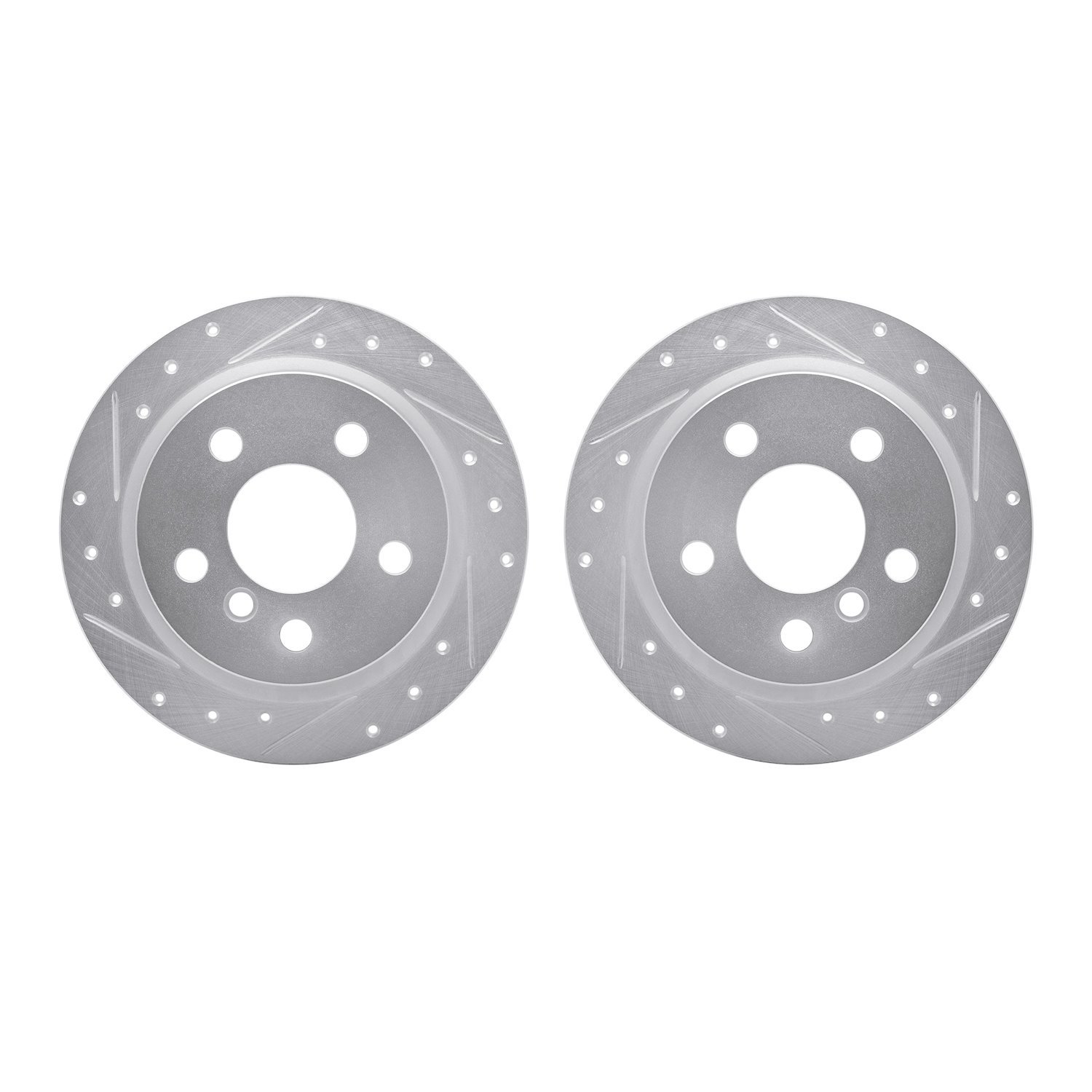 7002-32018 Drilled/Slotted Brake Rotors [Silver], Fits Select Mini, Position: Rear