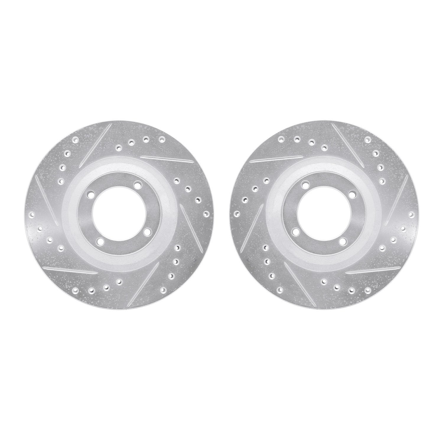 7002-37005 Drilled/Slotted Brake Rotors [Silver], 1983-1990 GM, Position: Front