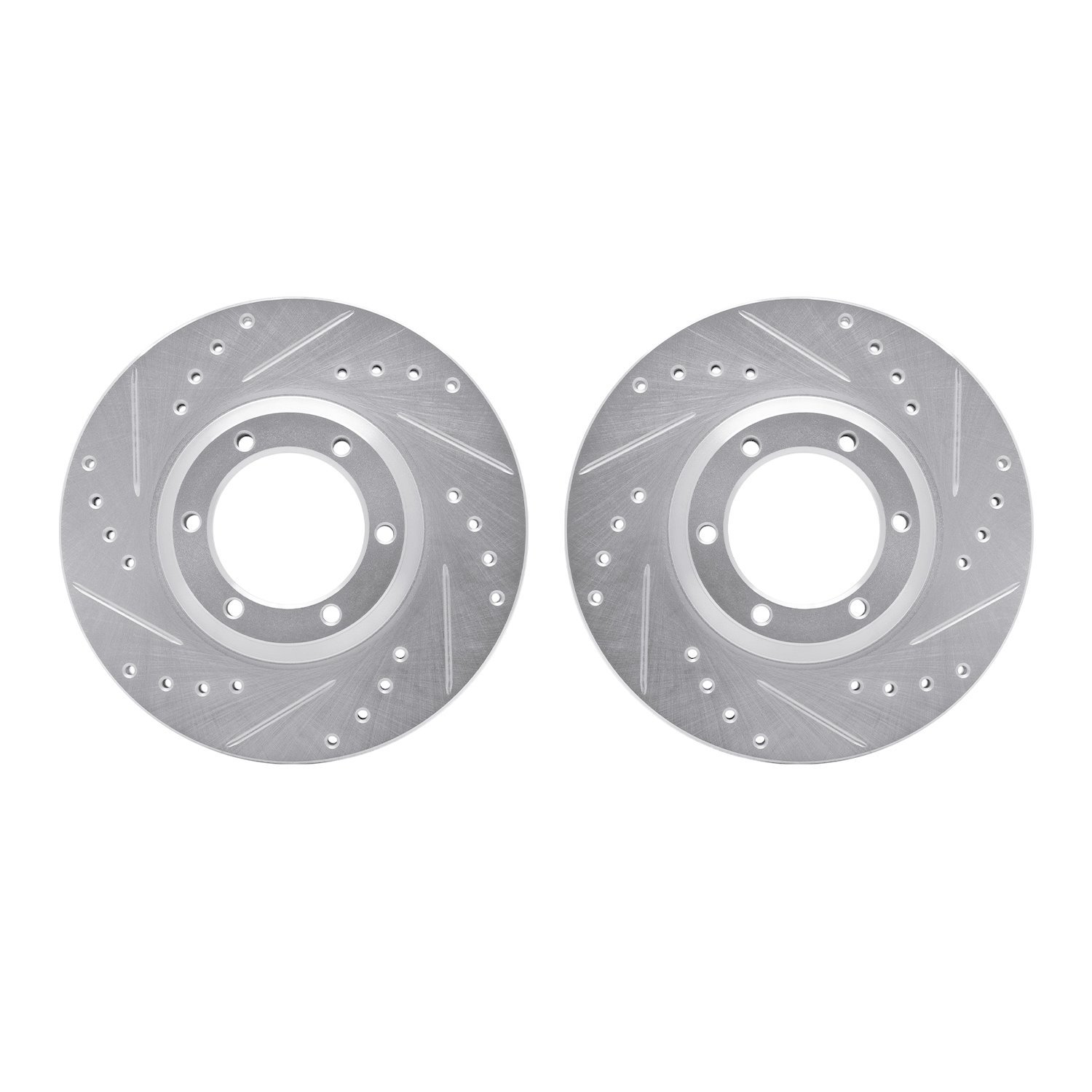 7002-37006 Drilled/Slotted Brake Rotors [Silver], 1984-1987 GM, Position: Front