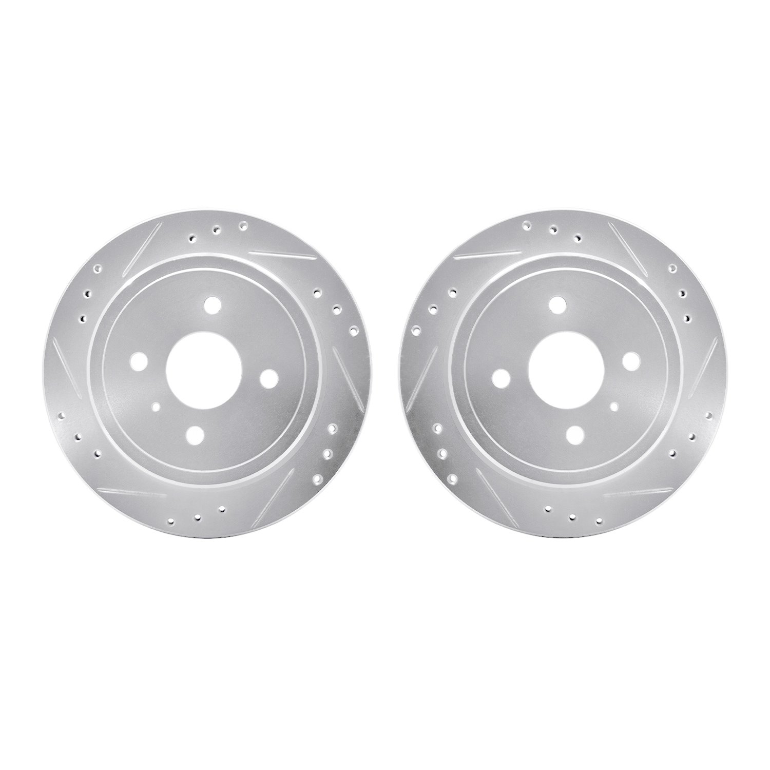 7002-37010 Drilled/Slotted Brake Rotors [Silver], 1983-1990 GM, Position: Rear
