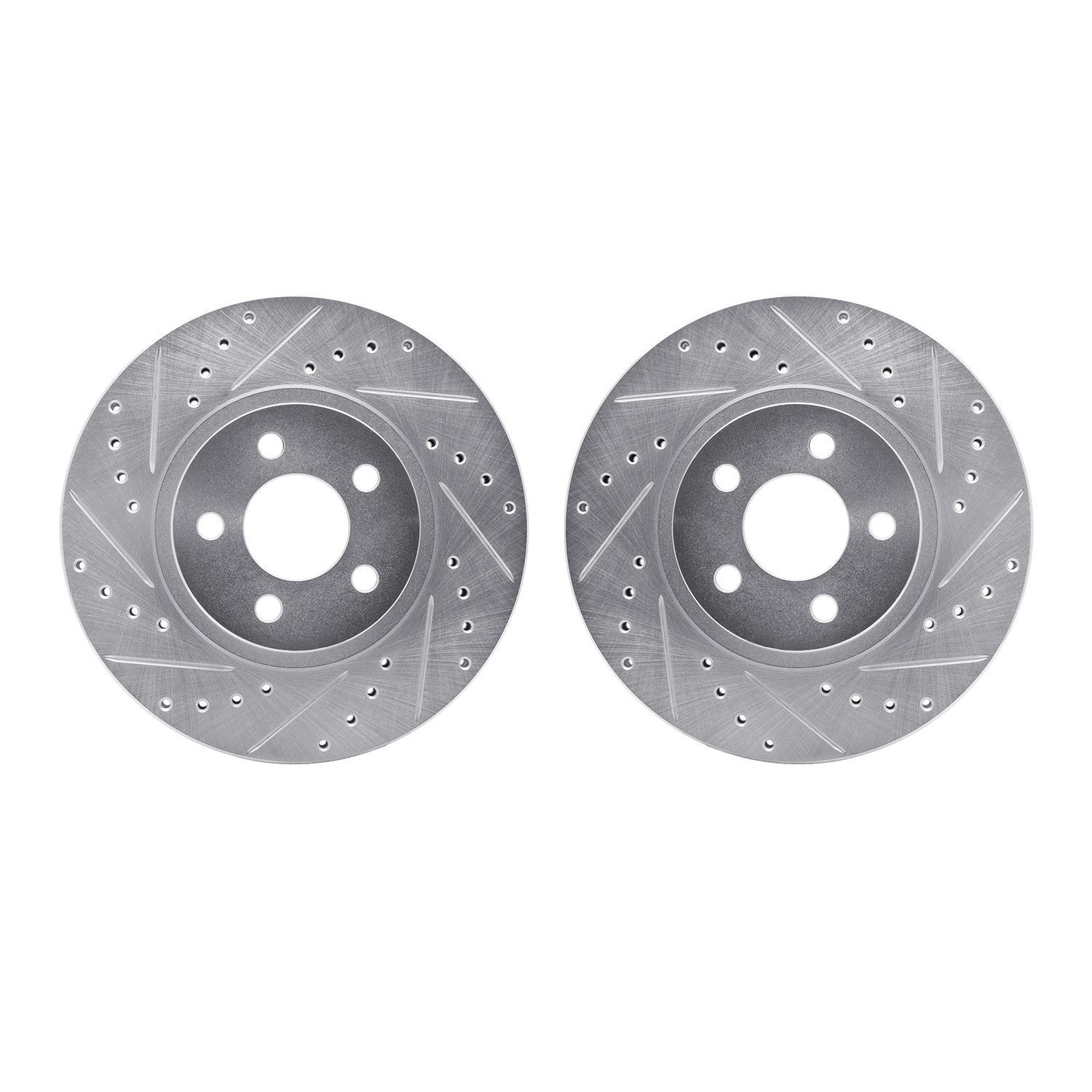 7002-39015 Drilled/Slotted Brake Rotors [Silver], 2001-2010 Mopar, Position: Front