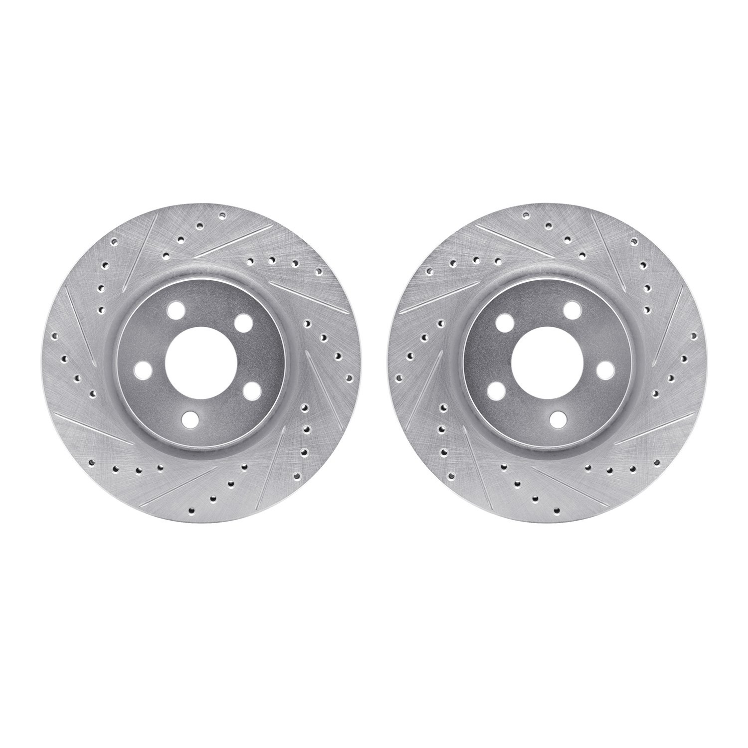 7002-39016 Drilled/Slotted Brake Rotors [Silver], 2003-2009 Mopar, Position: Front