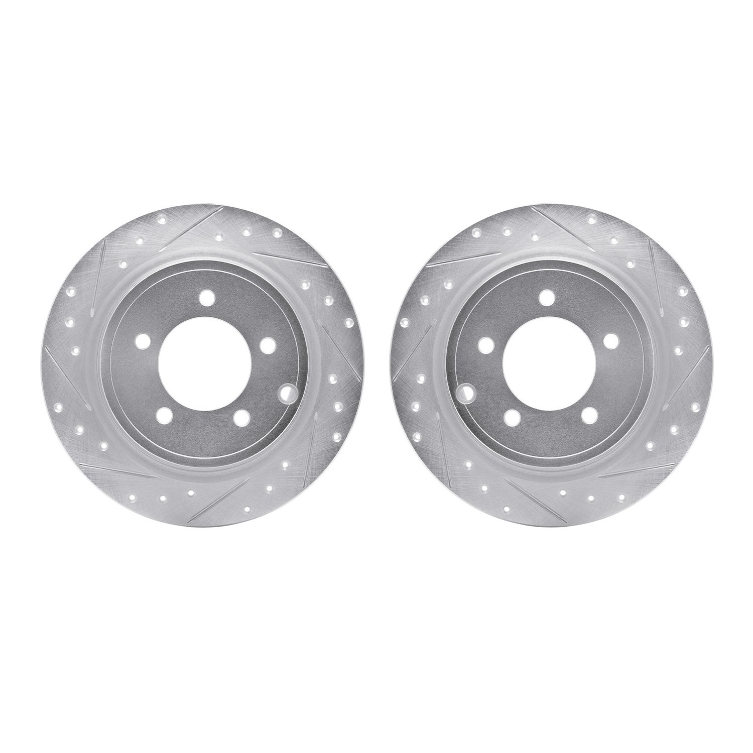 7002-39018 Drilled/Slotted Brake Rotors [Silver], 2007-2017 Multiple Makes/Models, Position: Rear