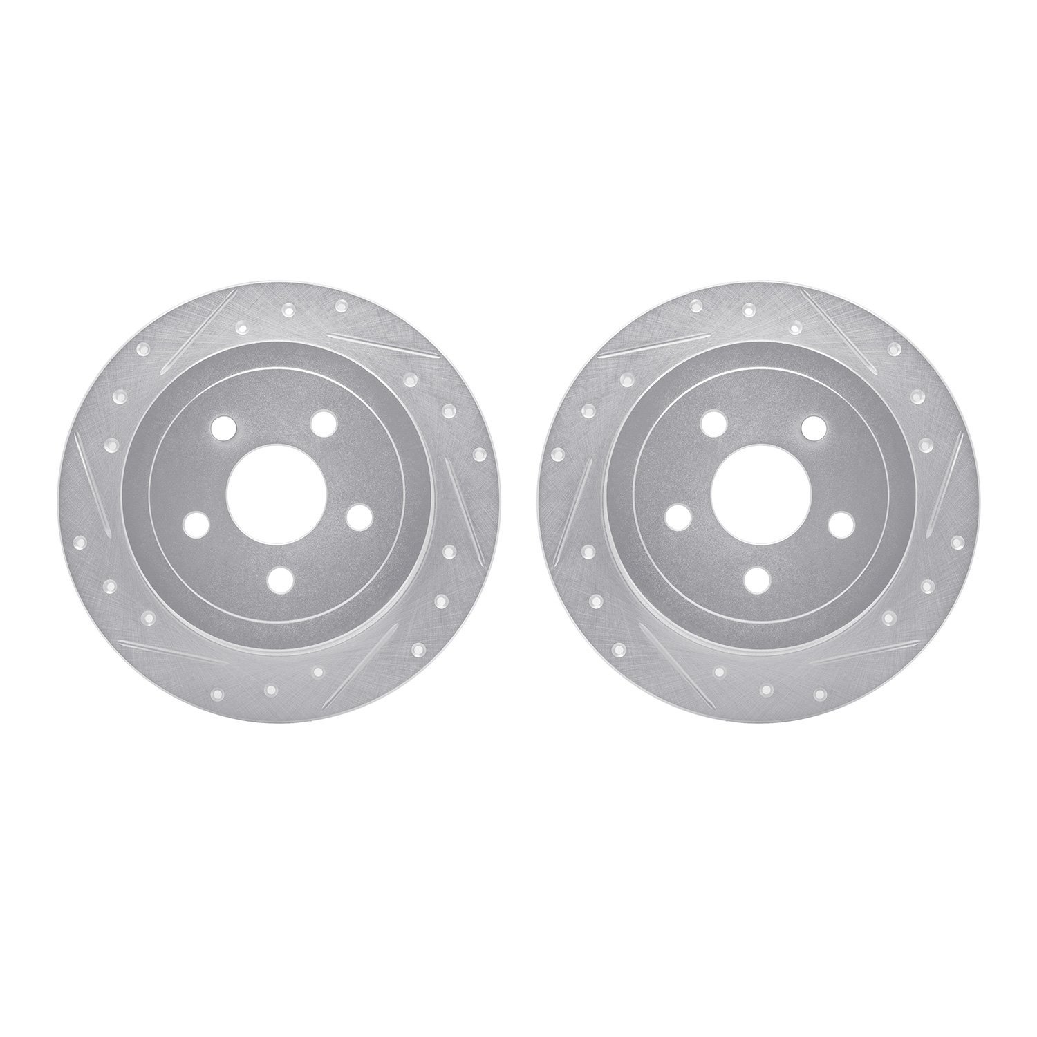 7002-39022 Drilled/Slotted Brake Rotors [Silver], 1995-2007 Mopar, Position: Rear