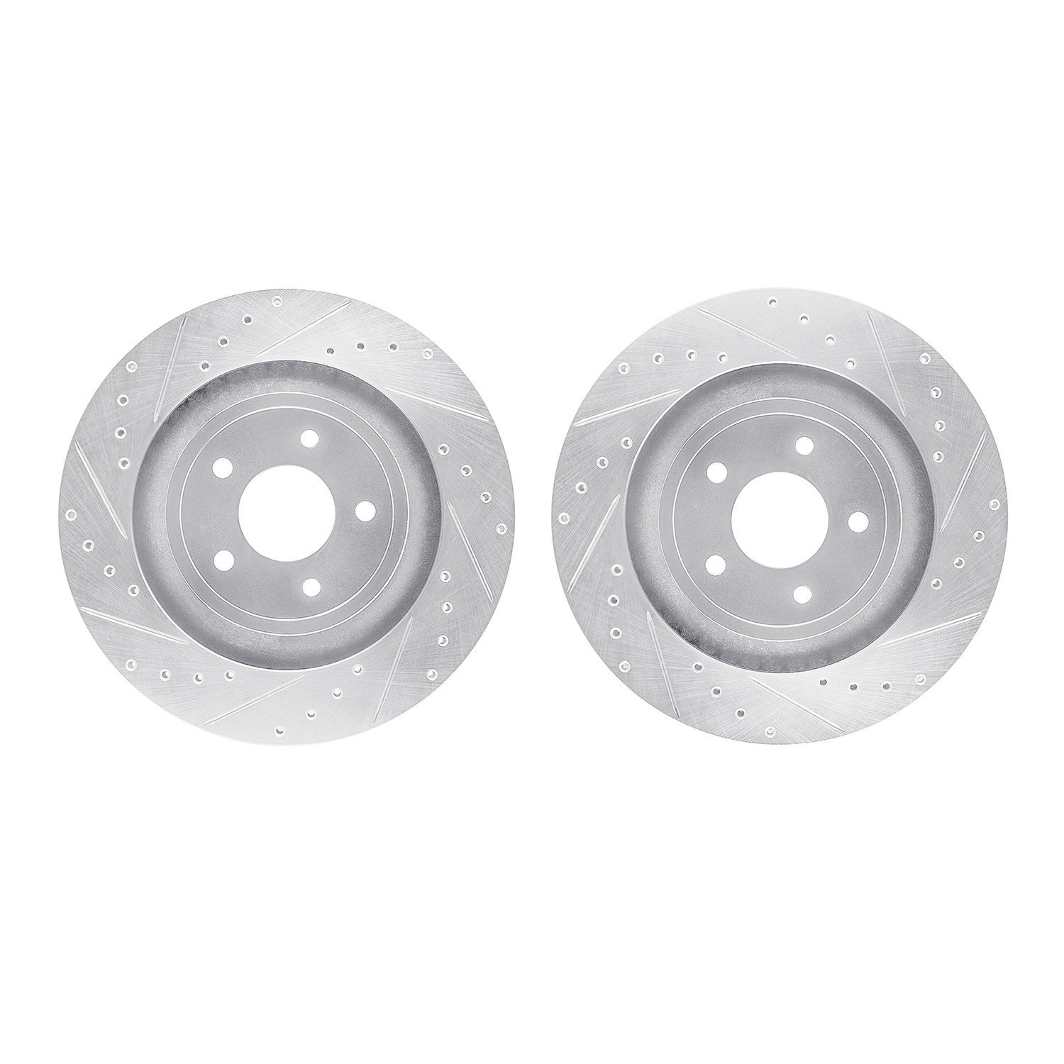 7002-40003 Drilled/Slotted Brake Rotors [Silver], 2008-2014 Mopar, Position: Front