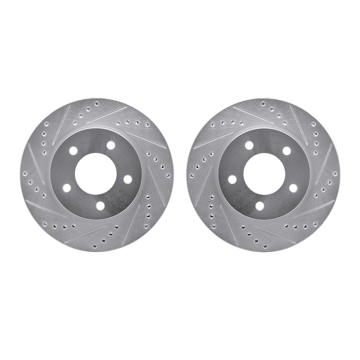 7002-40008 Drilled/Slotted Brake Rotors [Silver], 1998-2000 Mopar, Position: Front