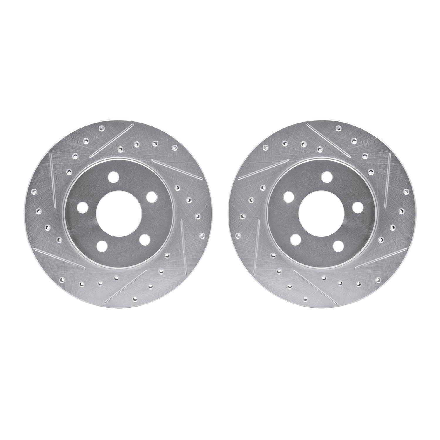 7002-40010 Drilled/Slotted Brake Rotors [Silver], 1984-1995 Mopar, Position: Front