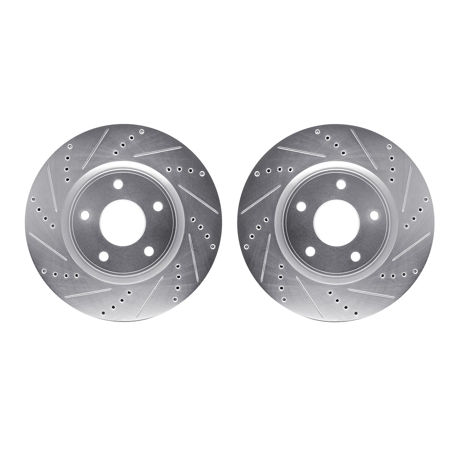 7002-40014 Drilled/Slotted Brake Rotors [Silver], Fits Select Multiple Makes/Models, Position: Front