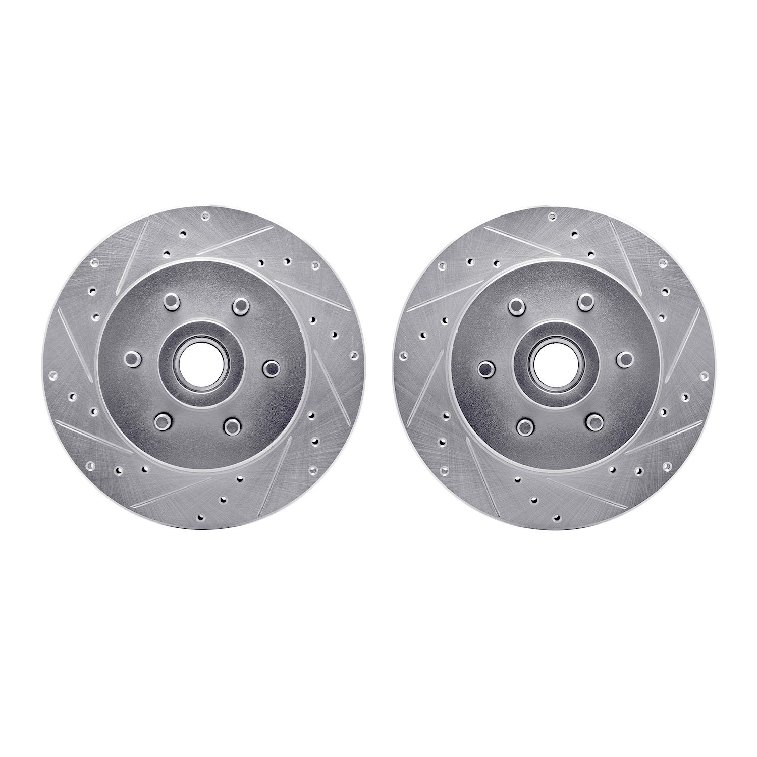 7002-40041 Drilled/Slotted Brake Rotors [Silver], 1993-1996 Mopar, Position: Front