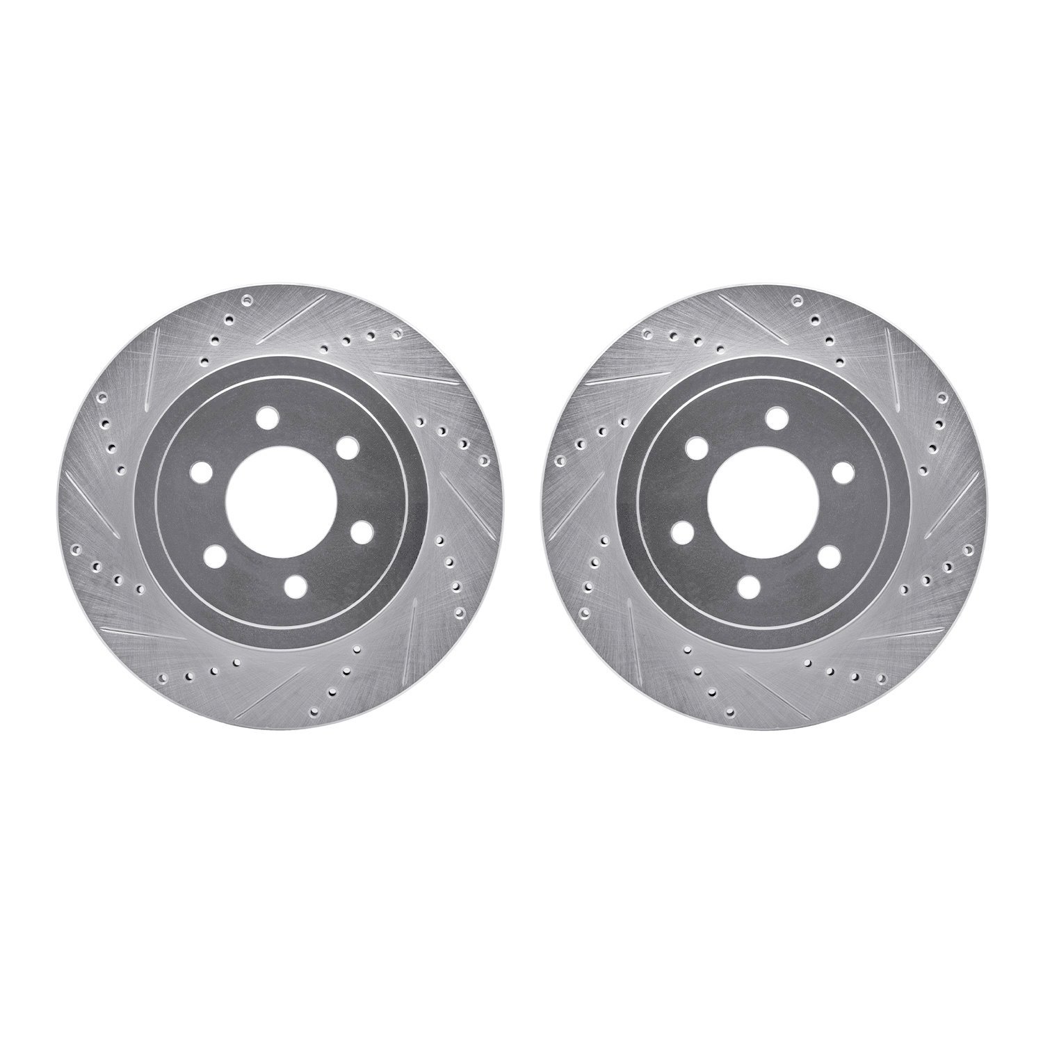 7002-40043 Drilled/Slotted Brake Rotors [Silver], 2003-2004 Mopar, Position: Front