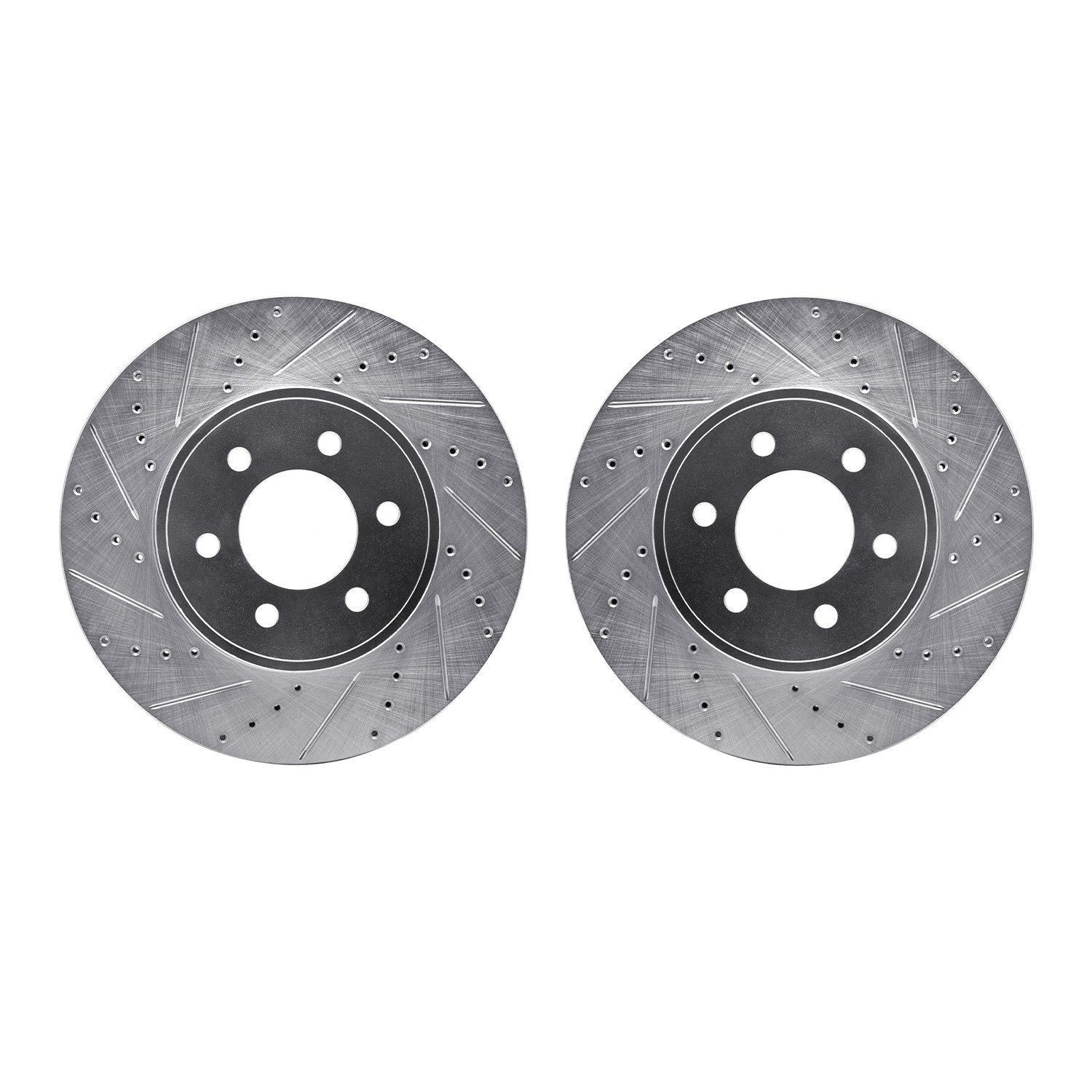 7002-40048 Drilled/Slotted Brake Rotors [Silver], 2003-2003 Mopar, Position: Front