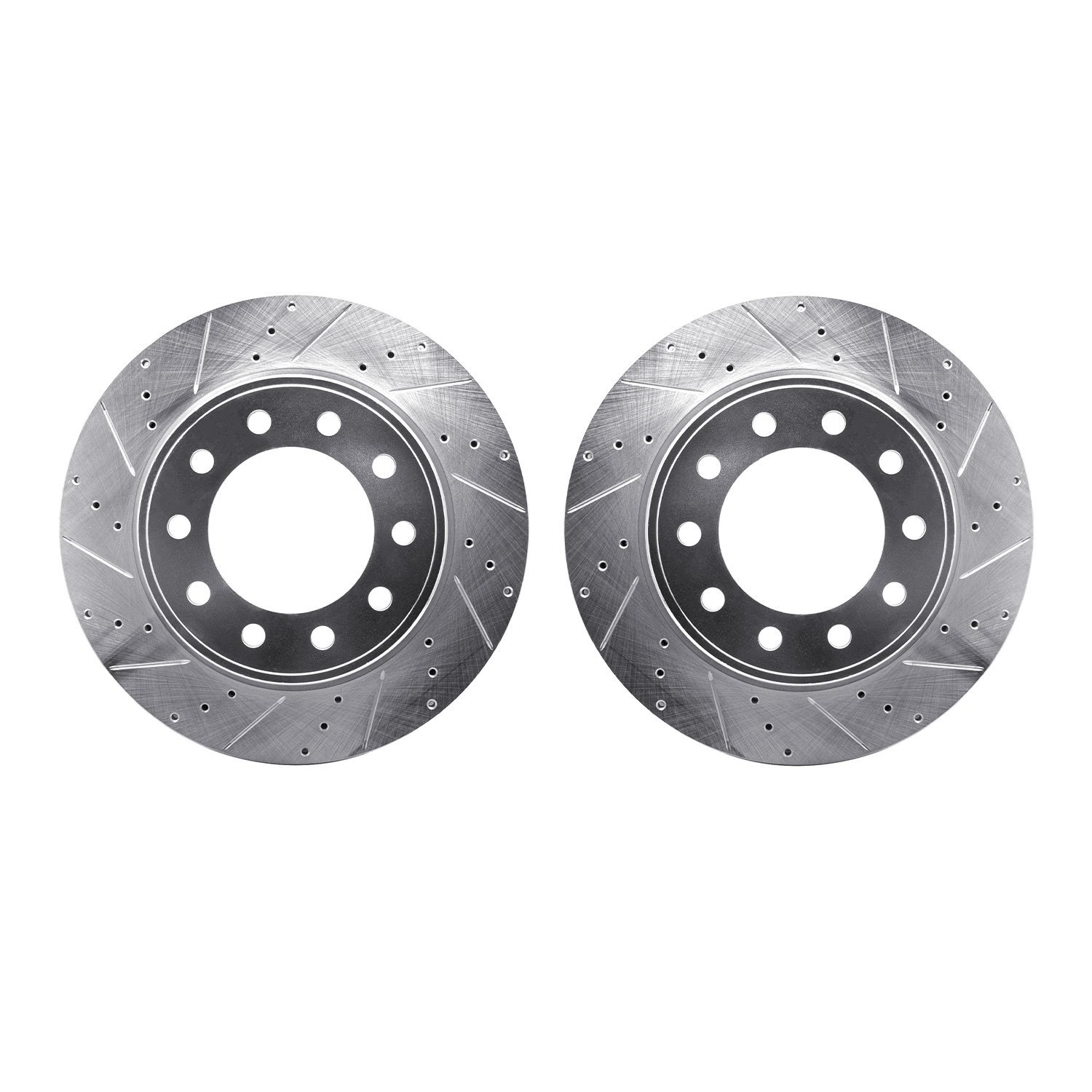 7002-40068 Drilled/Slotted Brake Rotors [Silver], 2008-2021 Multiple Makes/Models, Position: Front