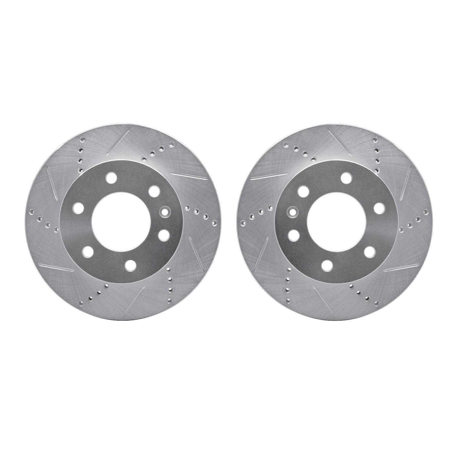7002-40074 Drilled/Slotted Brake Rotors [Silver], Fits Select Multiple Makes/Models, Position: Front
