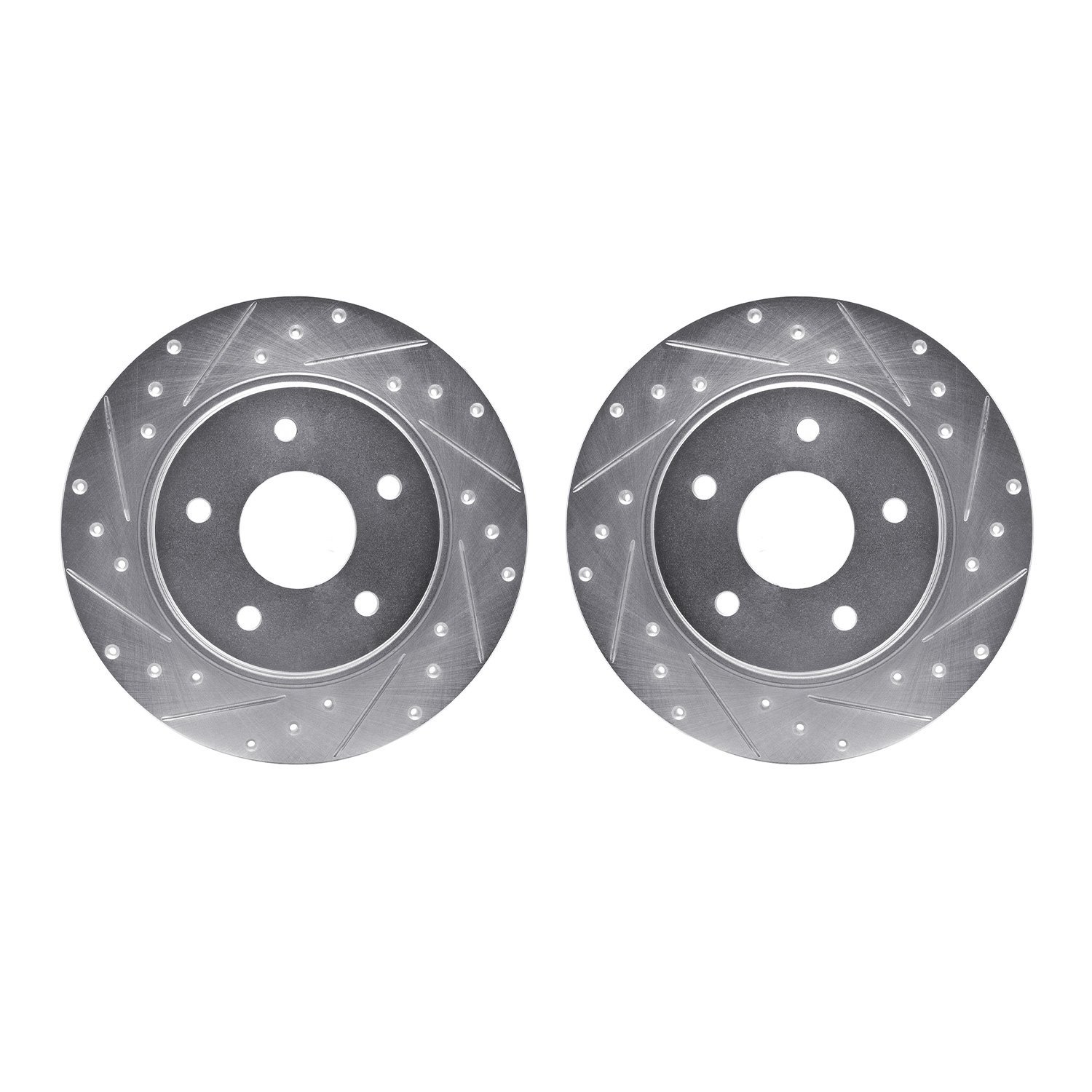 7002-40084 Drilled/Slotted Brake Rotors [Silver], 2008-2016 Multiple Makes/Models, Position: Rear