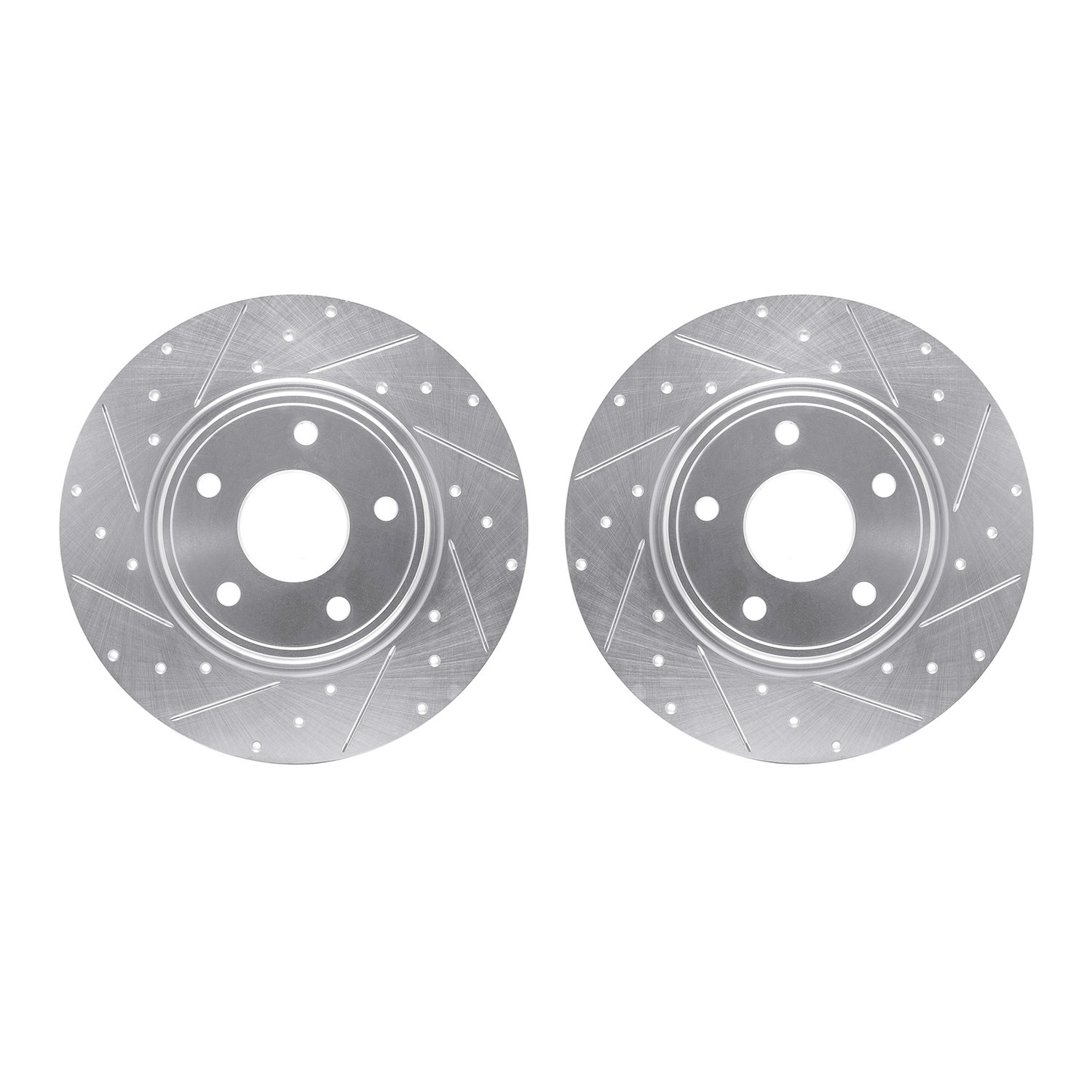 7002-40085 Drilled/Slotted Brake Rotors [Silver], 2012-2020 Multiple Makes/Models, Position: Rear