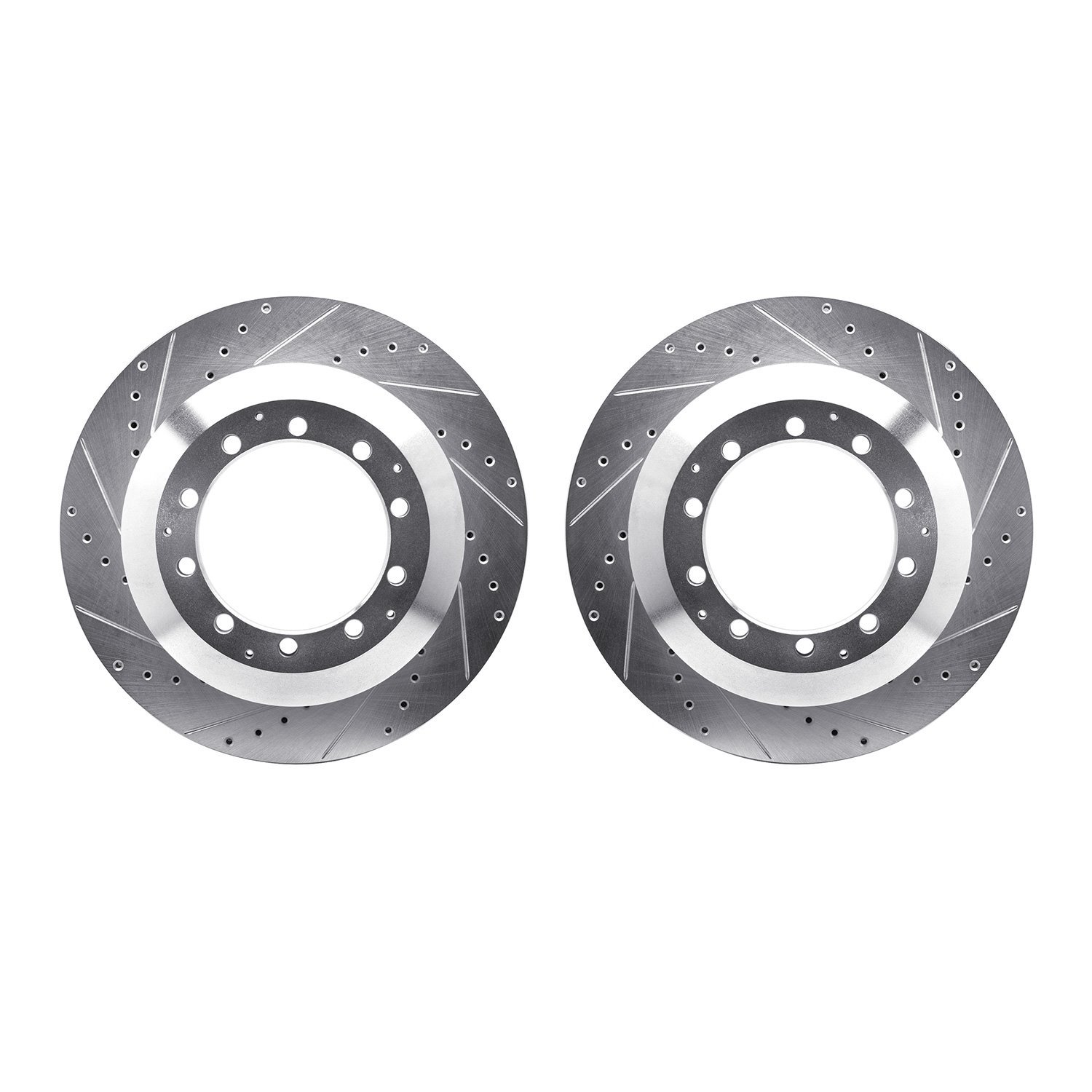 7002-40101 Drilled/Slotted Brake Rotors [Silver], 2005-2021 Multiple Makes/Models, Position: Rear, Front