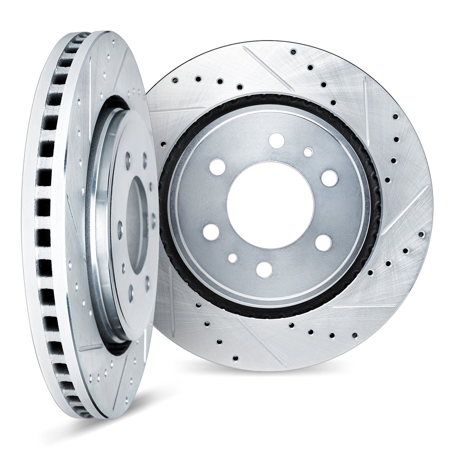 7002-40104 Drilled/Slotted Brake Rotors [Silver], 2002-2006 Multiple Makes/Models, Position: Rear