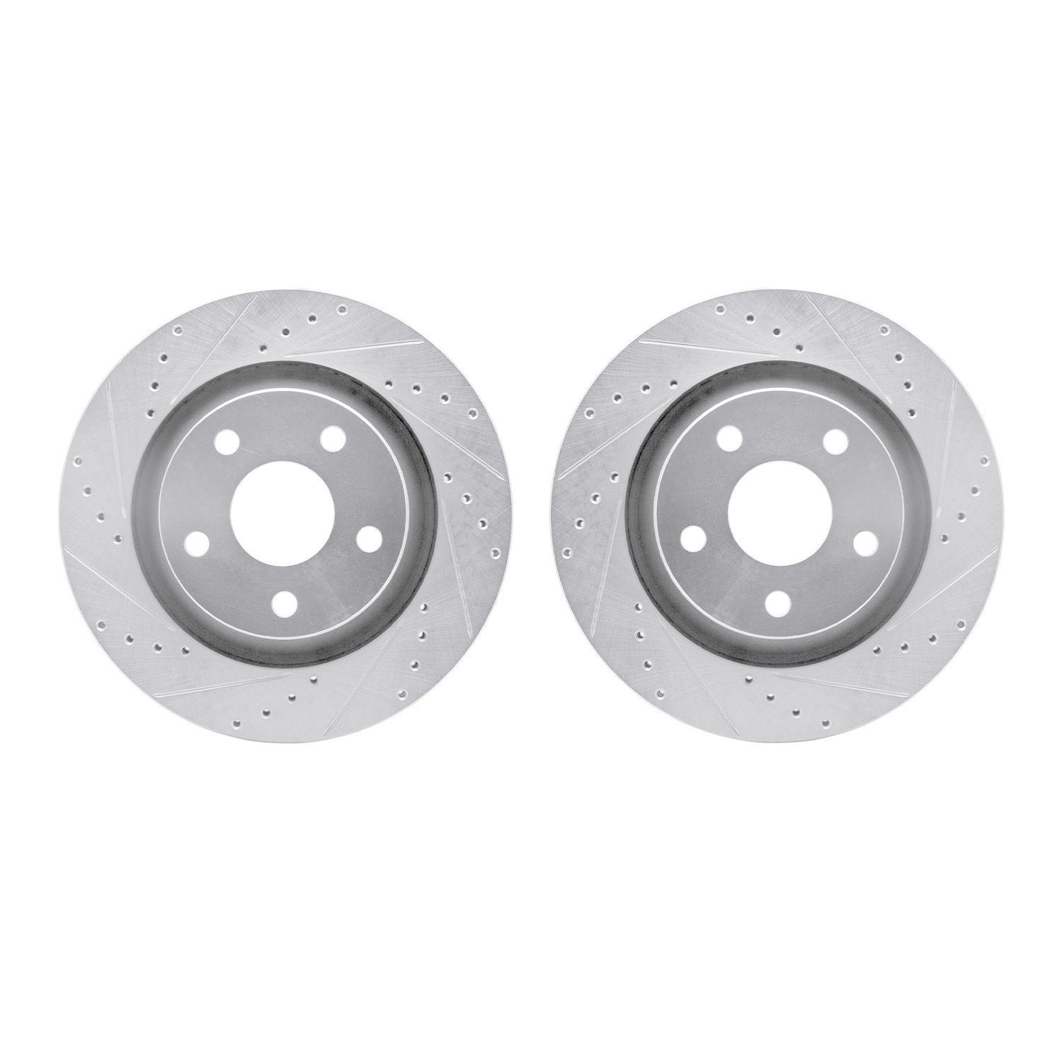 7002-42022 Drilled/Slotted Brake Rotors [Silver], 2012-2018 Mopar, Position: Front